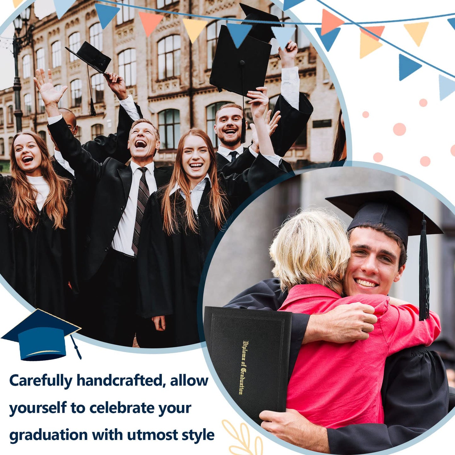 12 Pack Graduation Diploma Holder 8.5 x 11 Inch Black Padded Diploma Cover Embossed Certificate Holders Bulk for High School University Grad