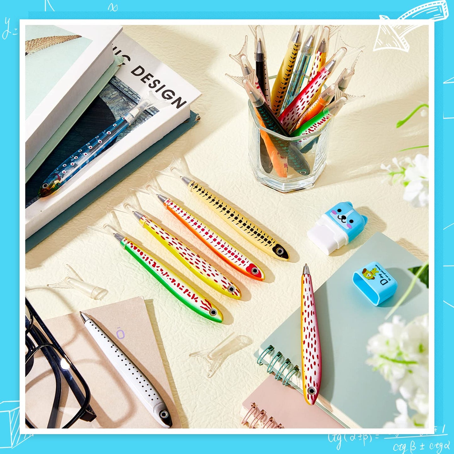 Outus Fish Ballpoint Pens Novelty Kawaii Fish Pens 0.7 mm Black Ink Writing Ballpoint Bulk Realistic Fishing Decoration for School Office Student Gift Birthday Ocean Sea Themed Party Favors(50 Pieces)