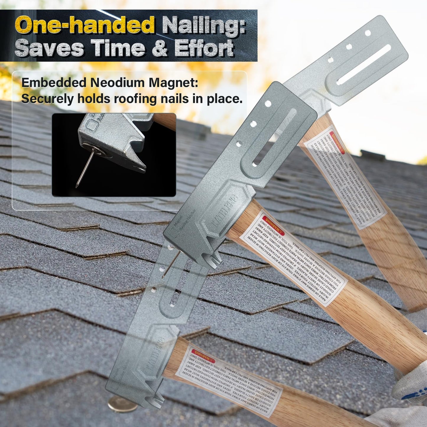 Magnetic Roofing Hatchet with Nail Claw & Sliding Gauge – Durable Roofing Hammer Tool for Repairs and Installation