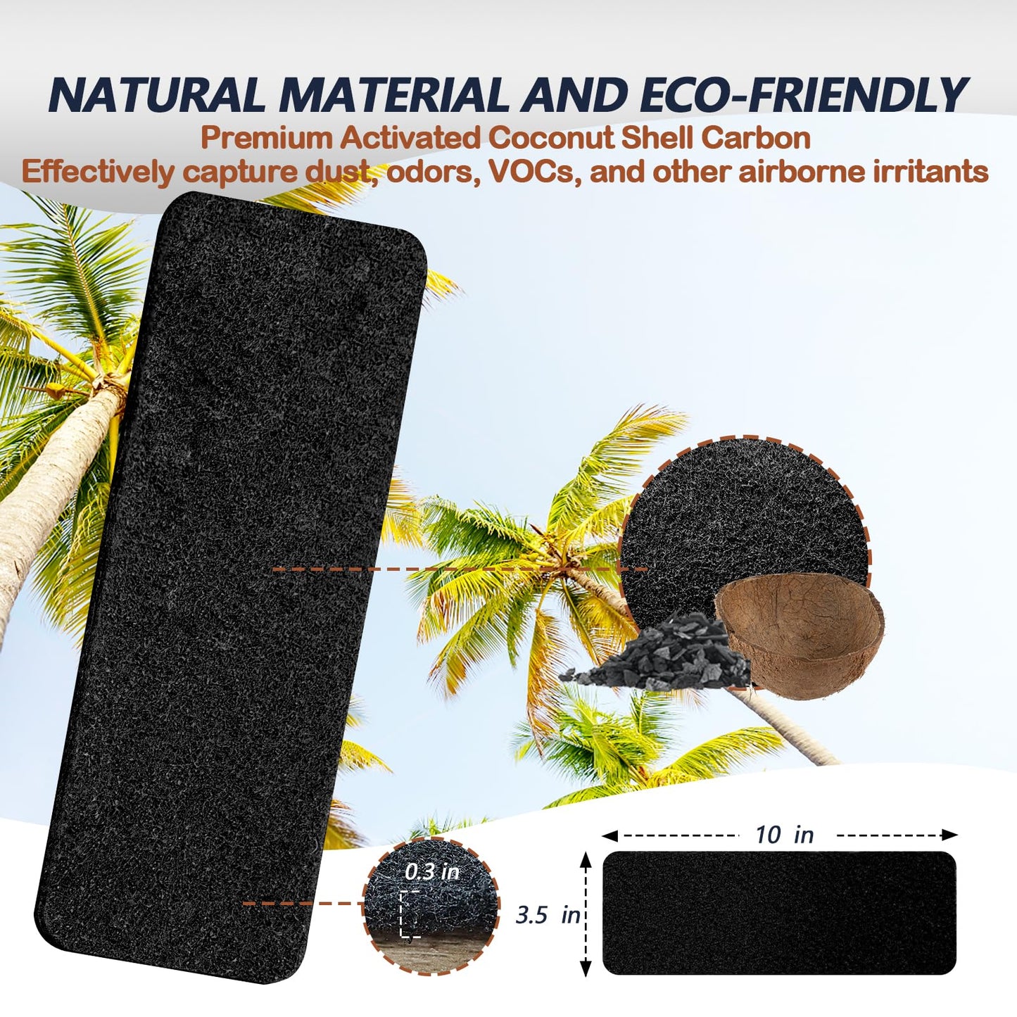Ceiling Fan Filters for Blades, 15Pcs Activated Coconut Shell Carbon Ceiling Fan Air Purifier Pads, Easily Sticks Unscented Air Filters for Common Household Contaminants