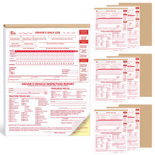 10 Pcs 8.5x11inch 2-in-1 Driver Log Books for Truckers Dot Log Book Driver Vehicle Inspection Report Log Books with Detail Backup Truck Inspection Forms 2-Ply Carbonless for Drivers （Large Size)