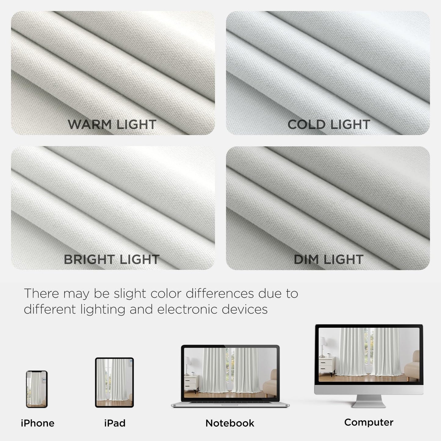 Joydeco White Blackout Curtains 96 Inches Long - 100% Blackout Curtain 2 Panel Set, Rod Pocket & Back Tabs Thermal Insulated Window Drapes for Bedroom Living Room (Pure White,52" Wx96 L)
