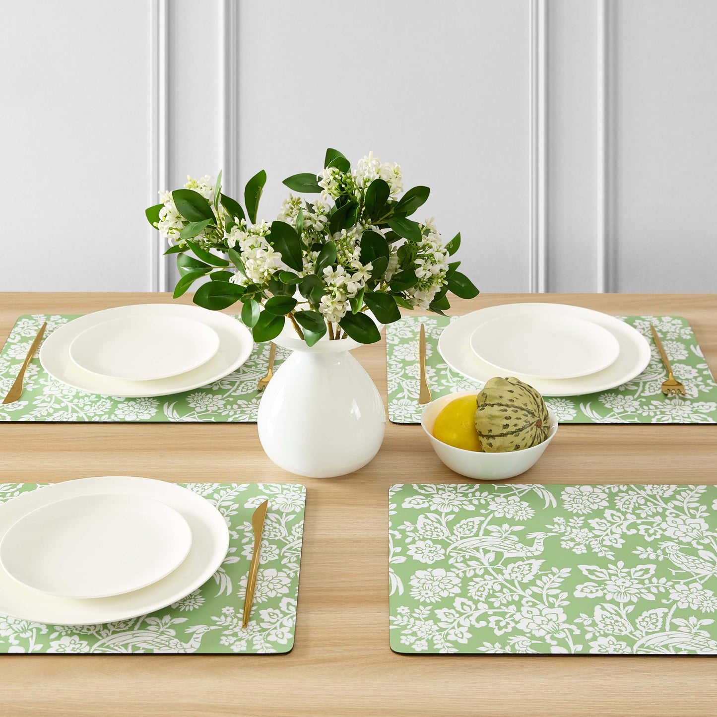Laura Ashley Cork Placemats 16 x 12-inch for Kitchen and Dining Tables, Heat Resistant, Durable, Easy Clean, Set of 4, Adain Palace