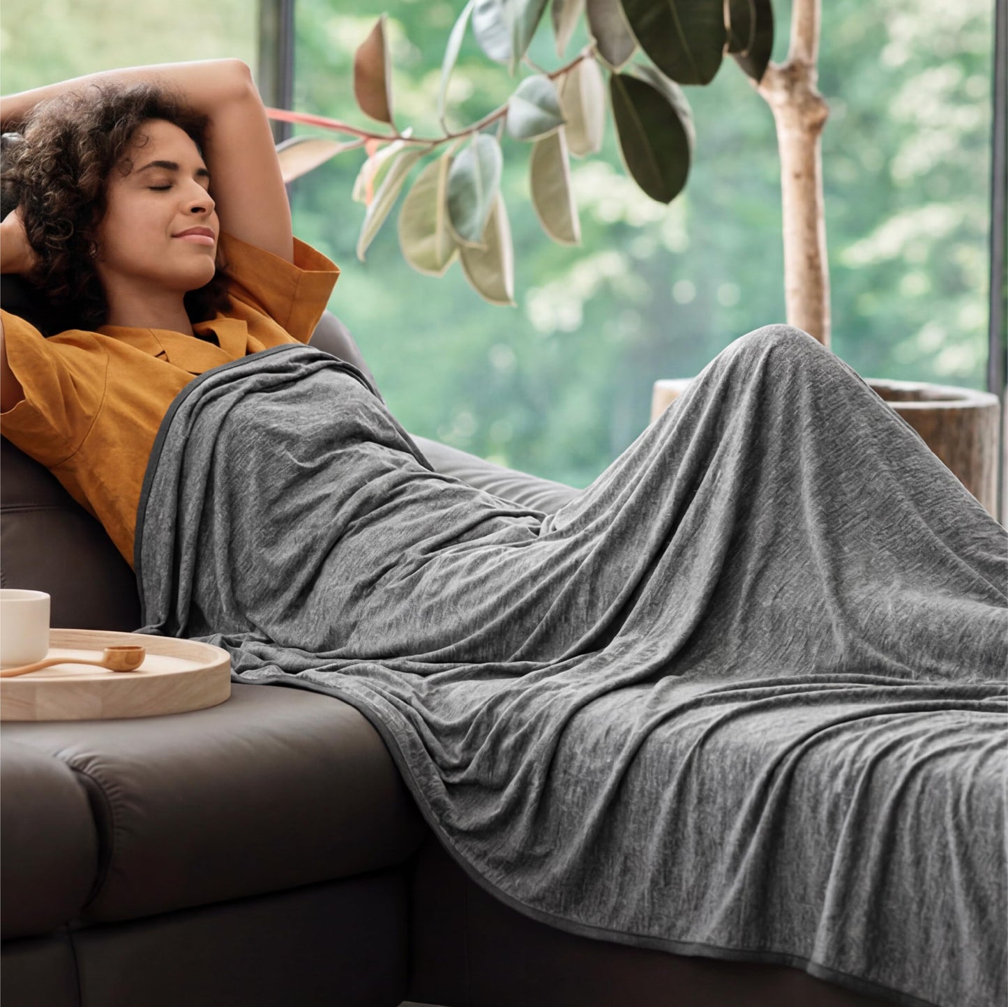 Bedsure Cooling Blanket Full Size for Hot Sleepers - Summer Cold Blanket for Bed with Rayon Derived from Bamboo, Ice Cool Cold Lightweight Arc-Chill Thin Summer Bedding, 80x90