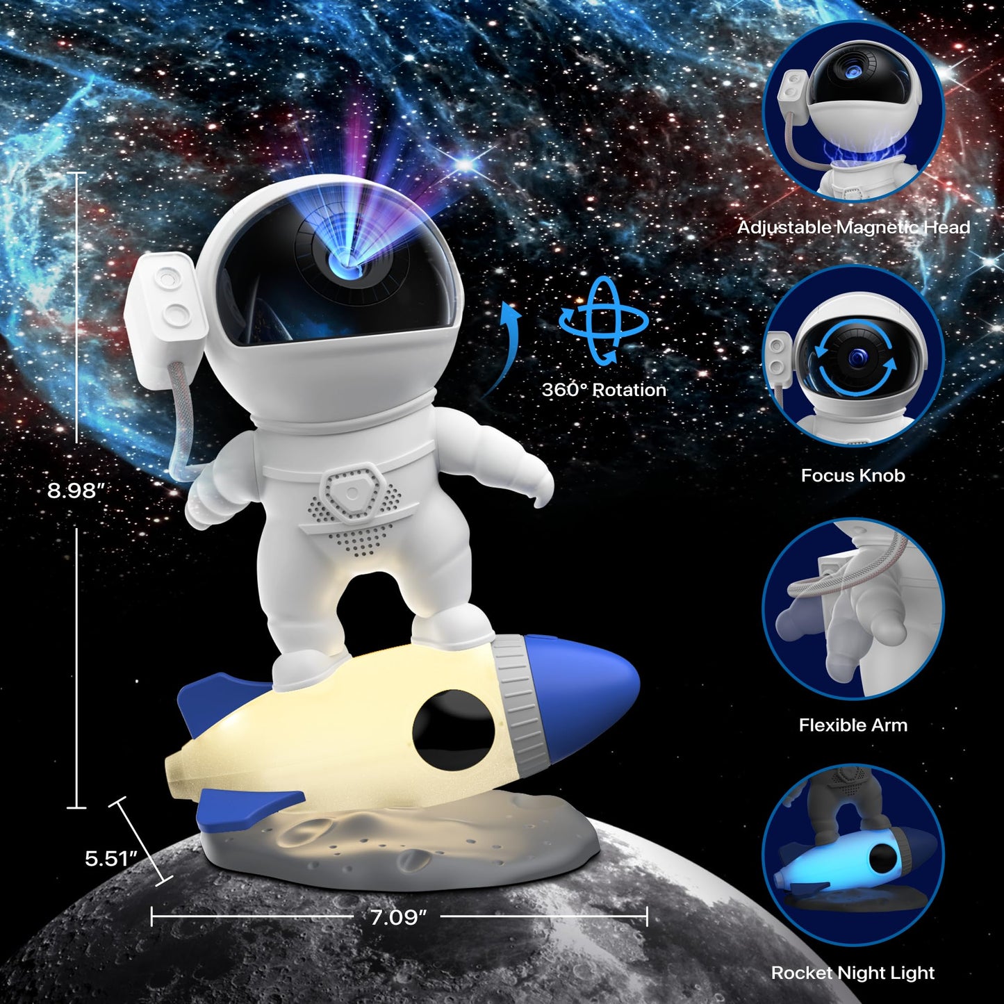 FlyLily Galaxy Projector, 12 in 1 HD Planetarium Astronaut Galaxy Projector for Bedroom, Galaxy Star Night Light Projector for Kids Adults Gaming Room/Party/Home Décor