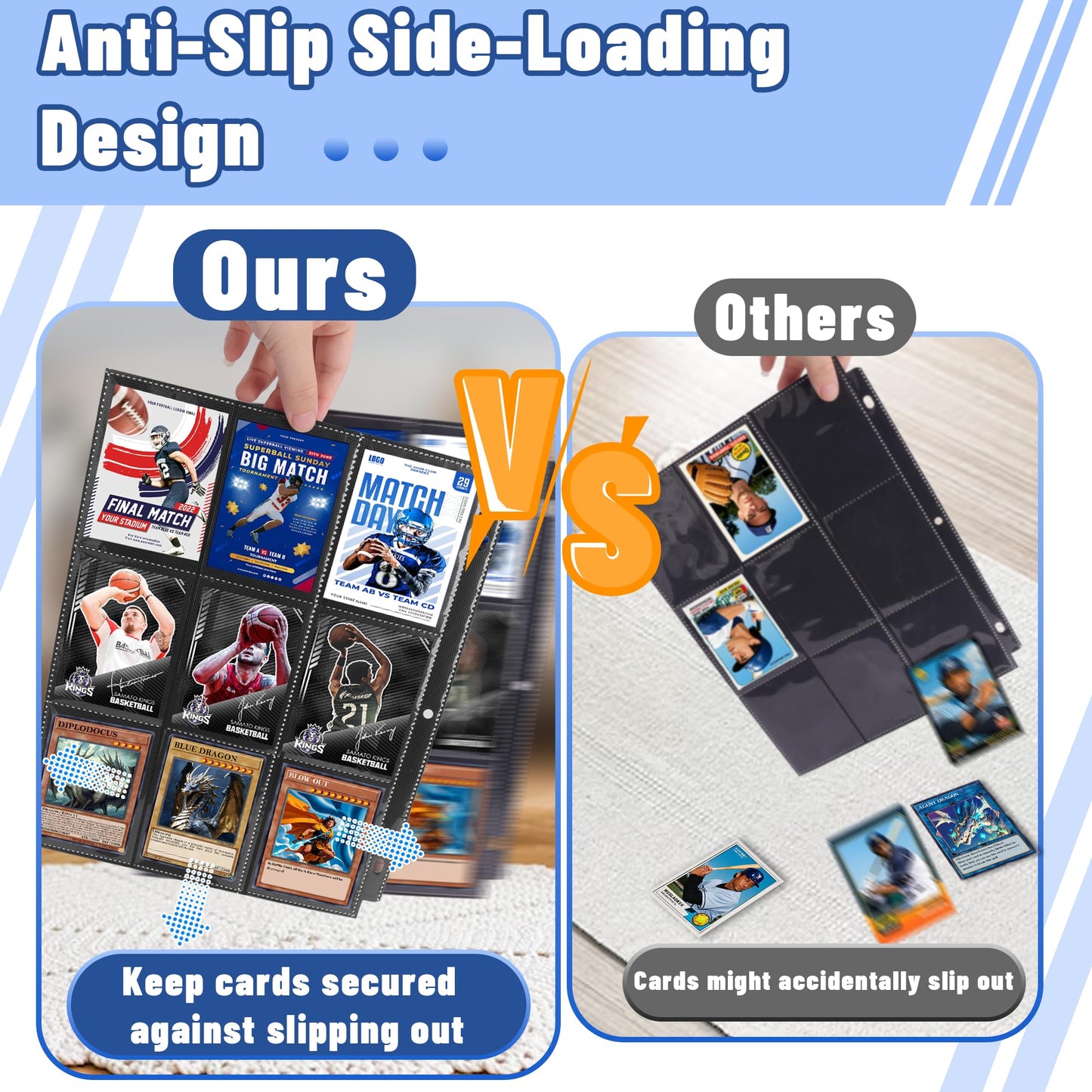 3600 Pockets Trading Card Binder Sleeves, Baseball Card Sleeves Fit for Standard Size Sport Cards, Baseball Card Holder for 3 Ring Binder