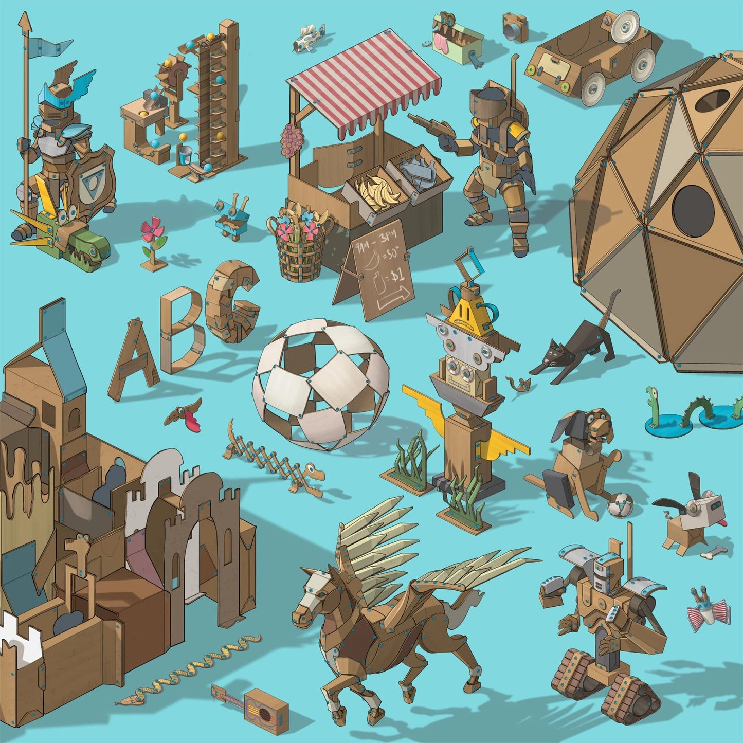 Makedo Invent | Upcycled Cardboard Construction Toolkit in Large Toolbox (360 Pieces) | STEM + STEAM Educational Toys for Classroom Learning | Resuable Tools for Boys and Girls Age 5+