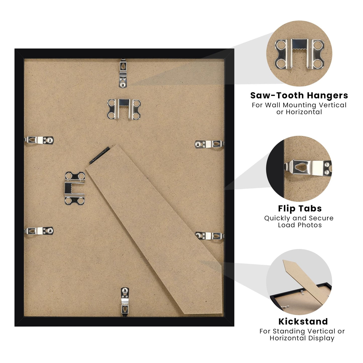 upsimples Certificate Frame with Clear Plexiglass, 8.5 by 11 Picture Diploma Document Degree Frame for Wall and Tabletop, Black, 8 Pack