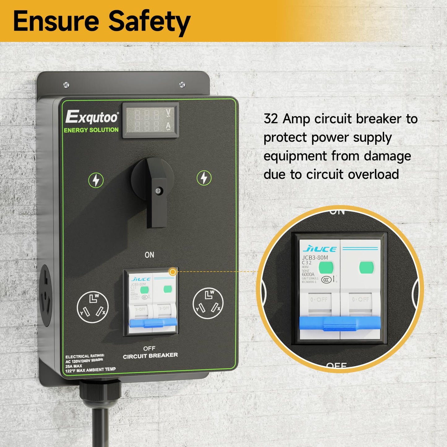 Manual Splitter Switch with Breaker, 3 Prong NEMA 10-30 Dual Socket Knob Selection Switch, 120/240 VAC Selective Charging Switch, Ideal for Ovens, EV, Dishwashers, Garbage Disposal