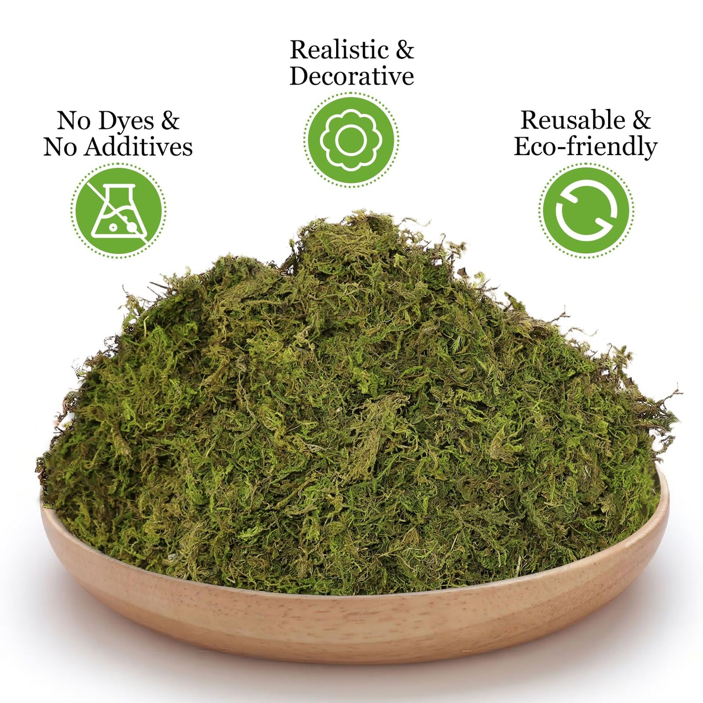 Riare 1.3LBS Artificial Fake Moss for Fake Plants Indoor- Premium Faux Craft Moss for Potted Plant, Fresh Green Moss Forest Moss for Hamsters Micro-Landscape Terrariums Centerpieces Decor