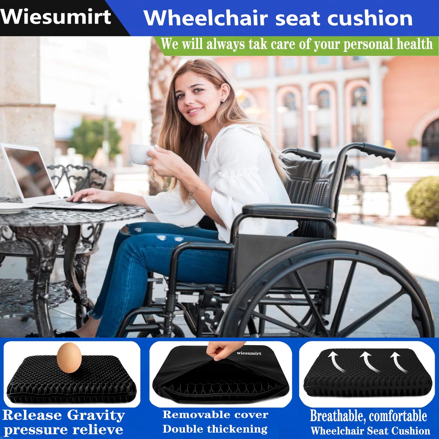 Plus Size Gel Seat Cushion for Long Sitting, Extra Large and Thick, Seat Cushion for Back, Sciatica, Hip, Tailbone Pain Relief, Used for The Office, Wheelchair, Car, Recliner, Stadium, Kayka.(Black)