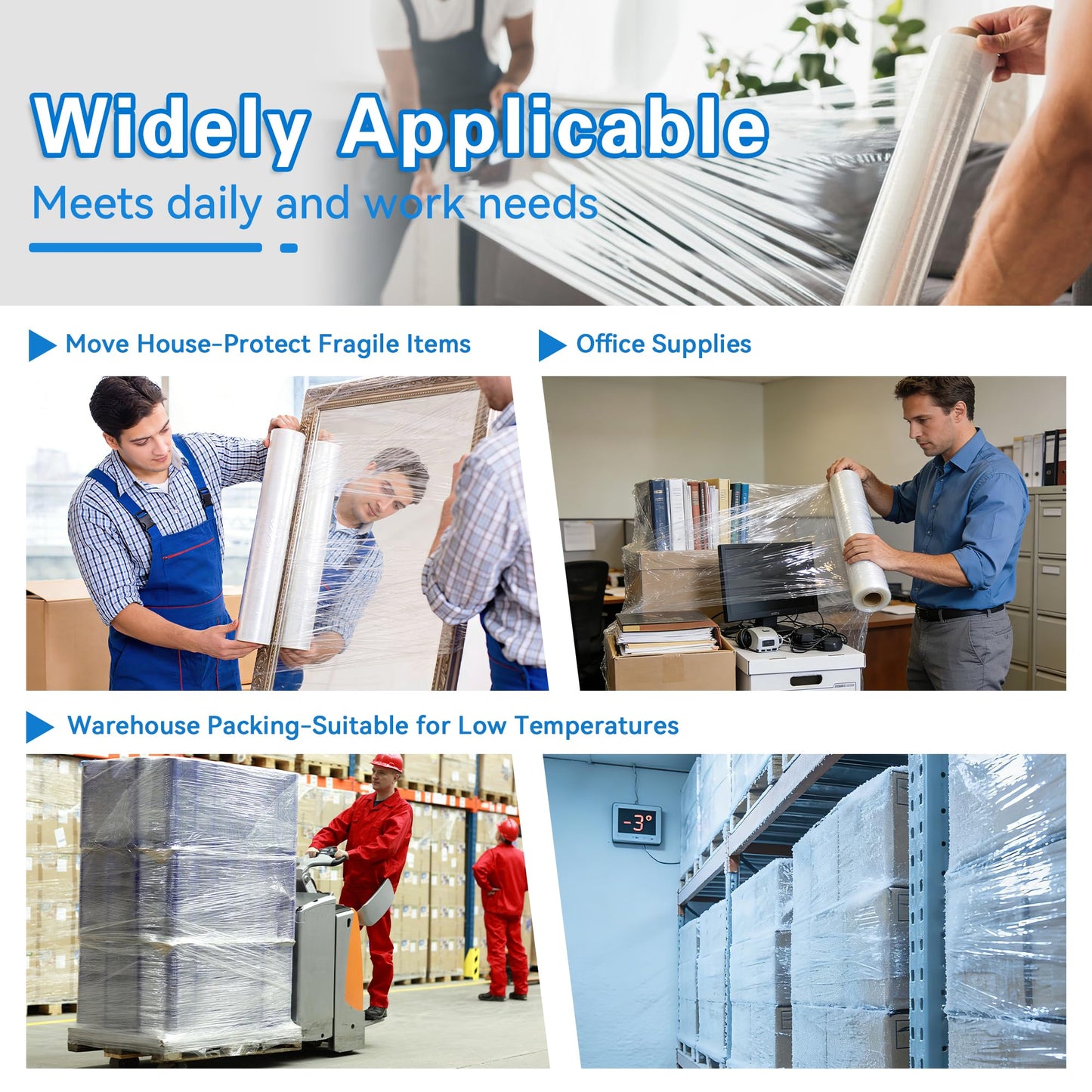 NEXCOVER 18 Inch Stretch Wrap - 1500 Feet | 60 Gauge, 2 Roll Clear Plastic Self-adhering Stretch Wrap Film for Pallet Wrap, Thick and Durable Packing Moving Supplies Heavy Duty Shrink Film.