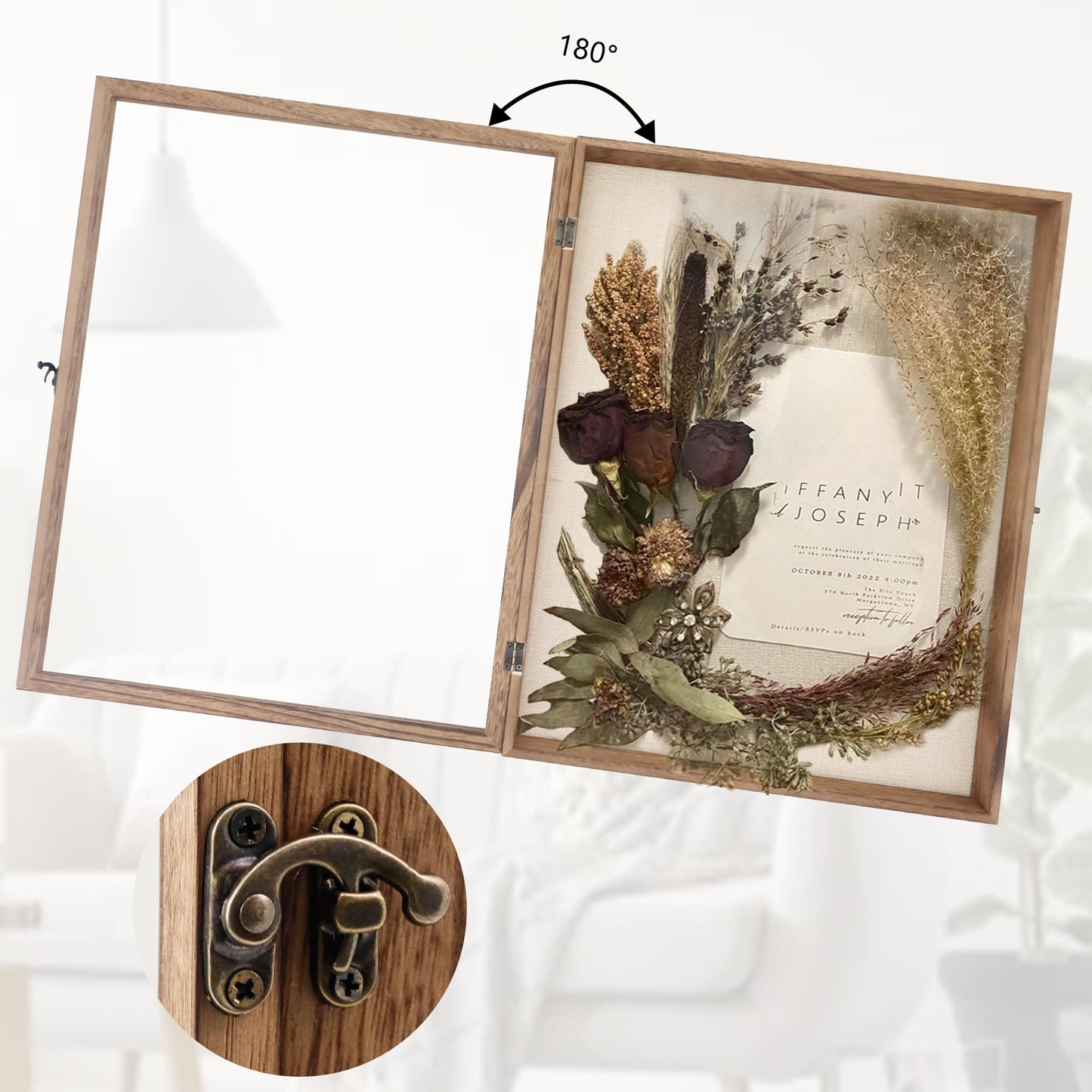 GraduationMall 16x20 Shadow Box Frame Solid Wood Glass Door Display Case with Linen Back and 6 Stick Pins,1.5 inches Interior Depth,Ideal for Memorabilia Pictures Flowers Medals Tickets