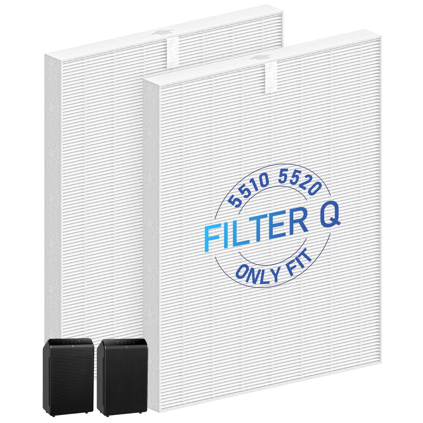 2 Sets 5510 5520 5530 Filter Q For WINIX 5510 5520 5530 Air Purifier Filter Replacement 1712-0123-00 For Large Room 1882 Ft²/Hr 2 MiddleFilter & 2 ActivatedCarbon Captures Pet Dander Smoke Dust Pollen