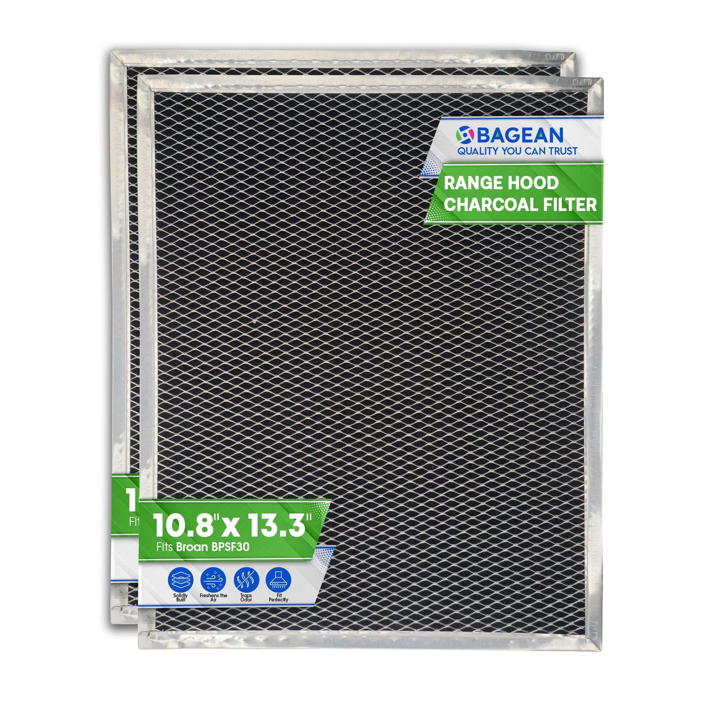 Broan Range Hood Charcoal Filter for 10.81' x 13.31' BPSF30 99010308 - Carbon Ductless Exhaust Hood Filter - Freshens Kitchen Air Over Oven (2-Pack)