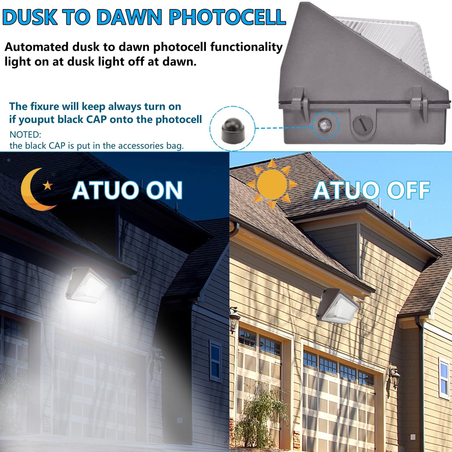 1-10V Dimmable 120W LED Wall Pack Light with Dusk to Dawn Photocell, 100-277V 16800LM 800-1000W HPS/HID Equiv., 5000K Outdoor Security Lighting, ETL Commercial Wall Mount Lights for Building