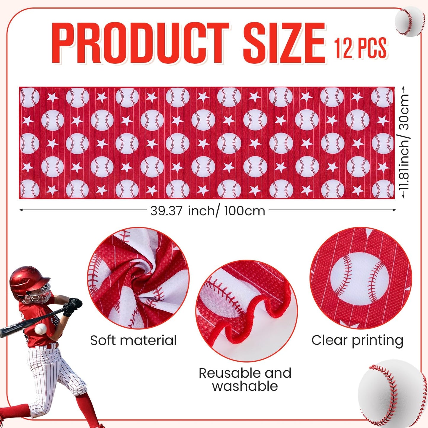 VIHOSE 12 Sets End of Season Baseball Team Gifts Sets Includes Portable Mini Handheld Fans Cooling Towels and Baseball Ribbons Bulk for Sports Event Party Favors, Team Players, Coaches, Fans