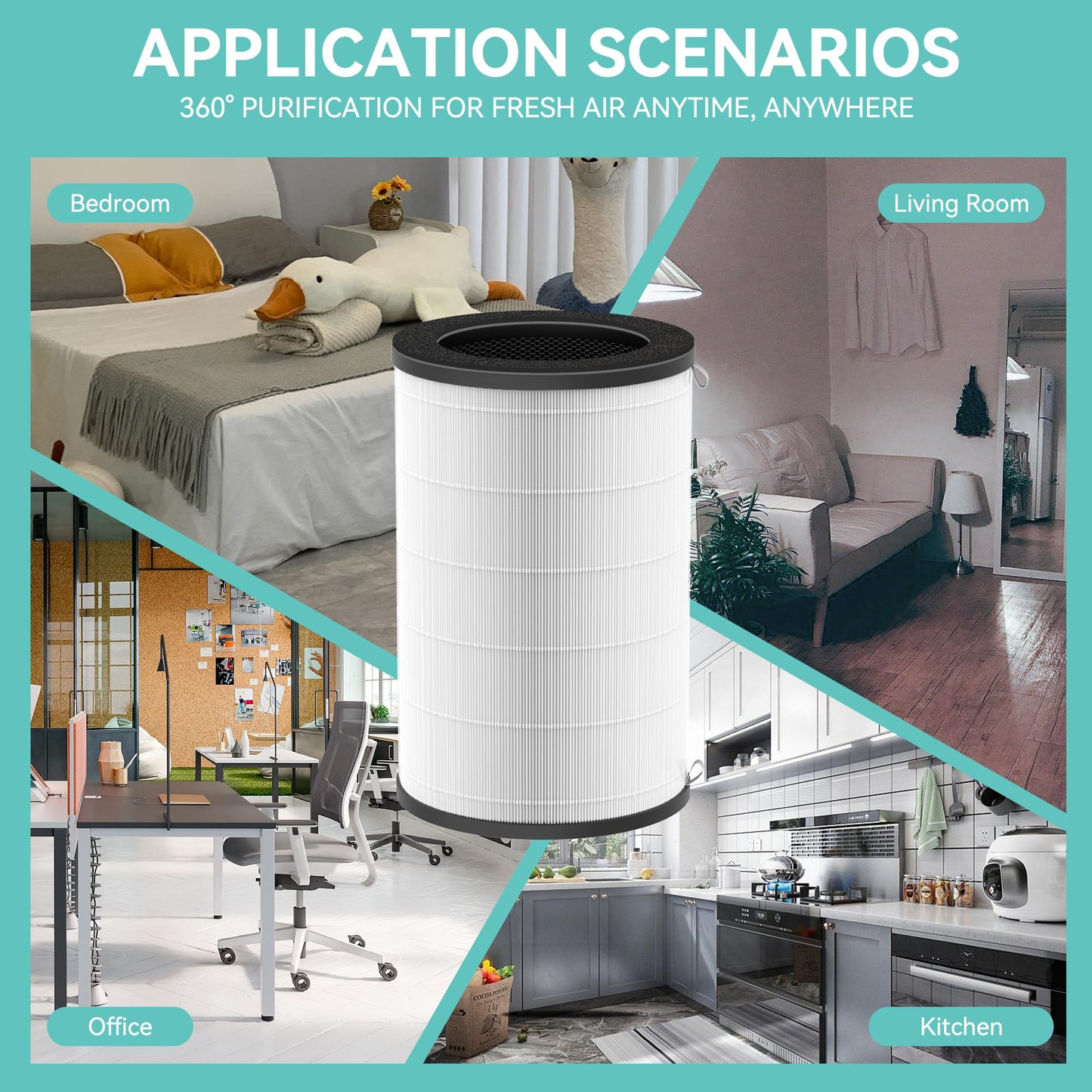 AP-T30 Replacement Filter for HoMedics Air Purifier TotalClean Models 5-in-1 AP-T30FL AP-T30WT AP-PET35 AP-PET35FL AP-PET35-WT Filter Replacement, 5 Layers 3 in 1 H13 True HEPA Filter, 1 Pack