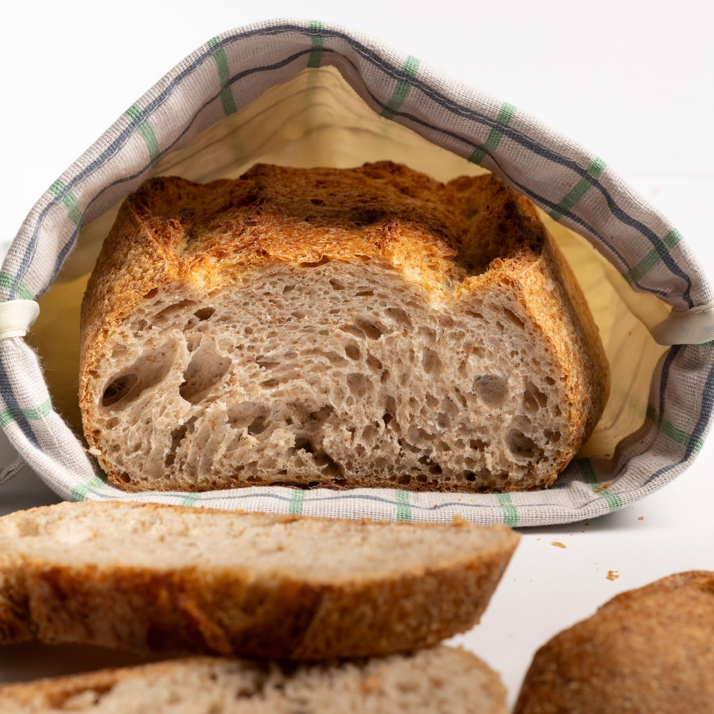 Keeki Bag - The Original Beeswax Lined Bread Bag for Homemade & Sourdough | Reusable Linen Bread Storage | Beeswax Wrap Alternative | Plastic-Free Storage w/Wide Drawstring Closure (Yellow)