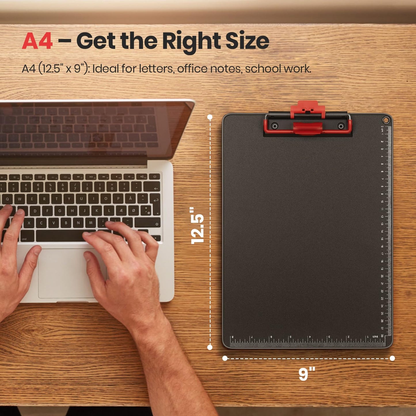 Clipboard with Pen Holder, Aluminum Frame & 2-in-1 Upgraded Clip, A4 Size 12.5 x 9 Inch, Heavy Duty Portable Writing Board with Anti-Slip Backing, for Office School Classroom Doctor Coach(4 Pack)
