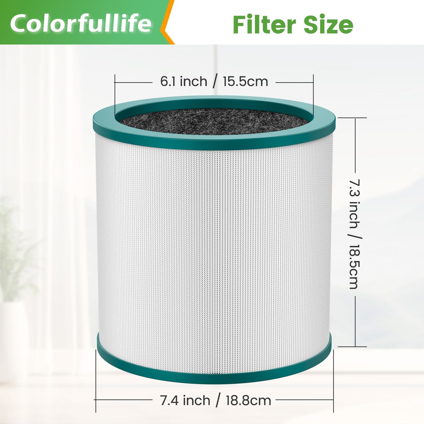TP01 Replacement Filter for Dyson Tower Pure Cool Link TP01, TP02, TP03, AM11, BP01 Models Air Purifier, Compare to Part 968126-03, 2 Pack