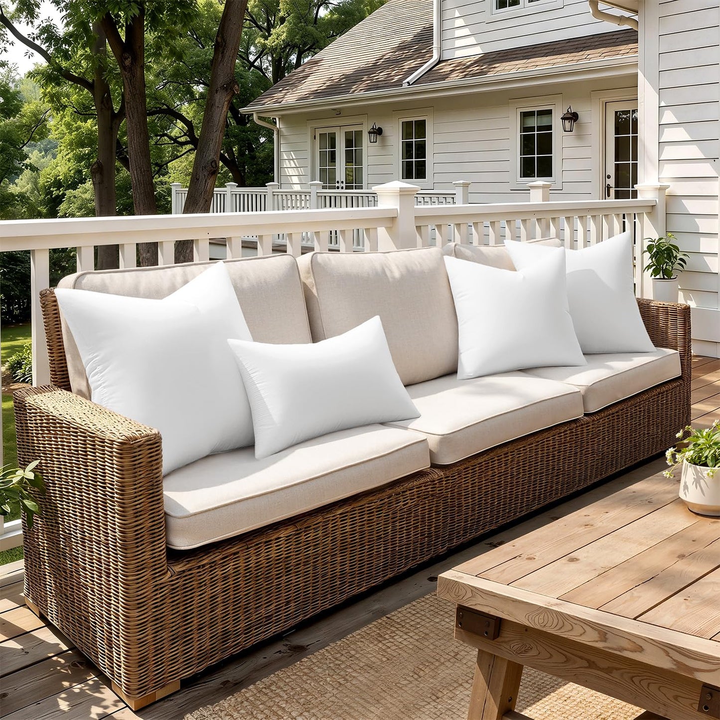 MIULEE Outdoor Pillow Inserts 18x18 Pack of 4 Waterproof Throw Pillow Inserts Decorative 100% Virgin Fibers Filling for Patio Sofa Couch
