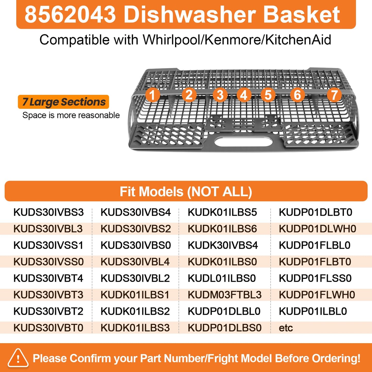 UPGRADED 8562043 WP8562043 Universal Dishwasher Silverware Basket For Kitchenaid Dishwasher Utensil Basket Kitchen Aid Dishwasher Silverware Basket, Whirlpool Dishwasher Basket, Kenmore Utensil Basket