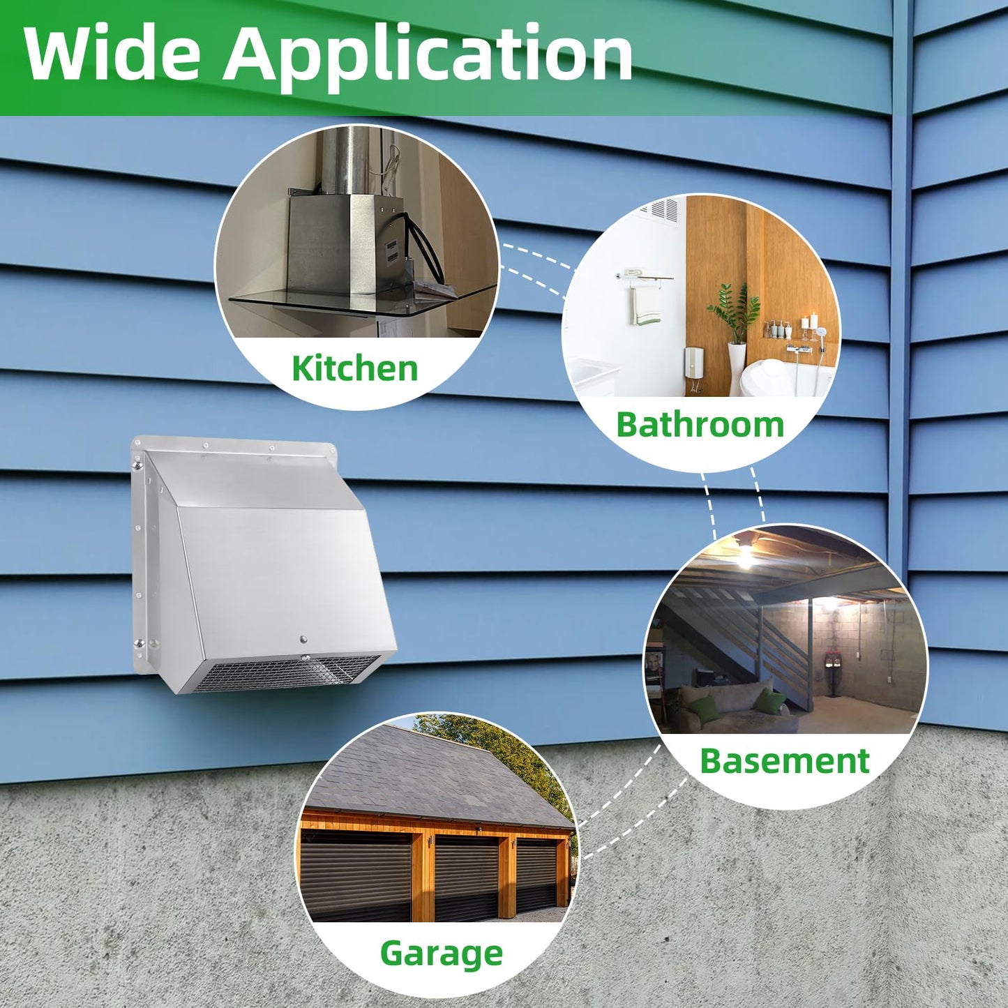 4 Inch Dryer Vent Cover Outside Hooded Wall Vent with Screen and Damper,4" Exterior Wall Vent Dryer Air Vent,Exhaust Wall Mount Cover Cap for Dryer Ventilation&Outdoor Air Exhaust, Stainless Steel