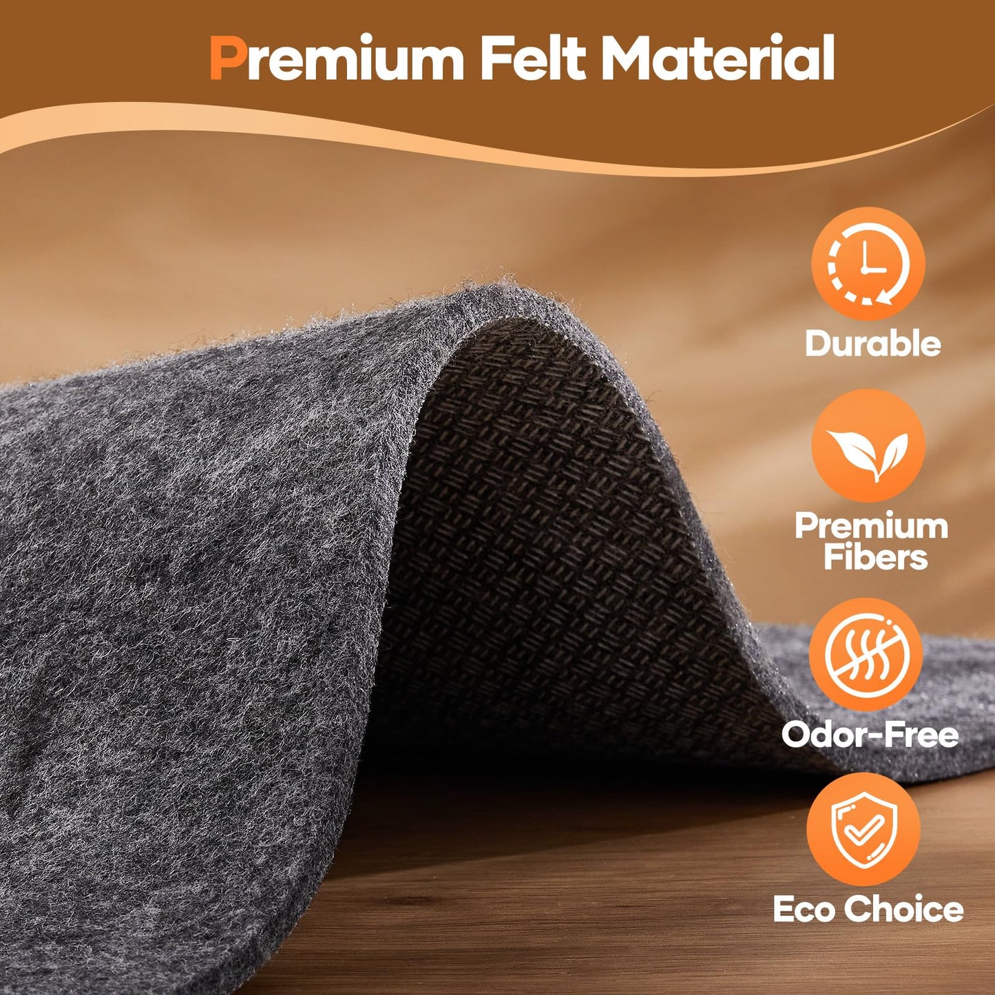 Veken Non Slip Cushioned Rug Pad Gripper 3 x 5 Ft, Felt and Silicone Backing, 1/4 inch Thick Carpet Liner for Hardwood Floors and Finishes, Under Area Rugs Anti Skid Mat, Keep Rugs Safe and in Place