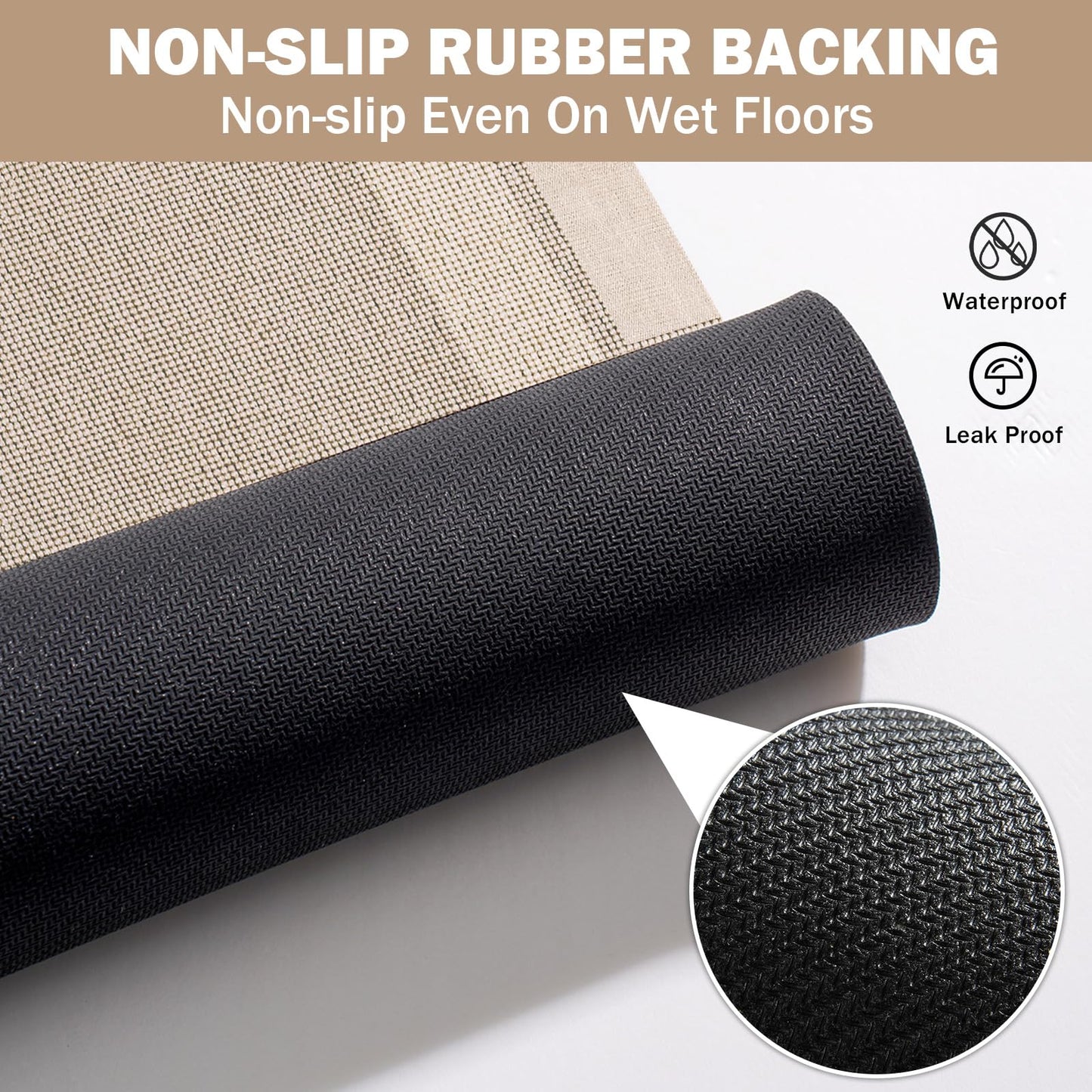 YDKGL Non Slip Bath Mat, Rubber Backing Ultra Thin Bathroom Rugs Fit Under Door Quick Dry Super Absorbent Washable Bath Rug Shower Mat for Bathroom Floor Bathtub Shower Sink, Easy Care Beige 20"x 32"