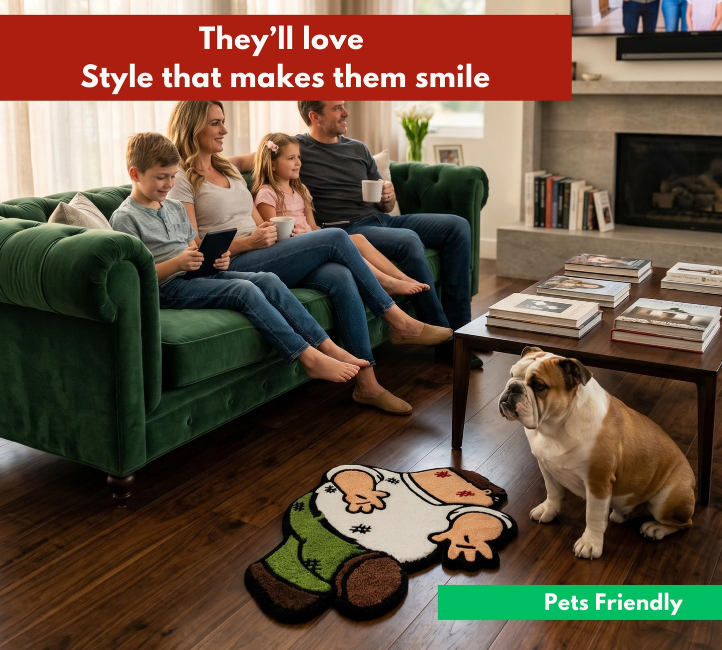 GROVETA Cartoon Rug for Bedroom - Dad Fun Cool Rugs for Men - Washable Hypebeast Funny Decorative 3D Rug for Living Room - Tufted Rug 32 * 20 Inch Graphic Rugs for Home Decor Area Rug