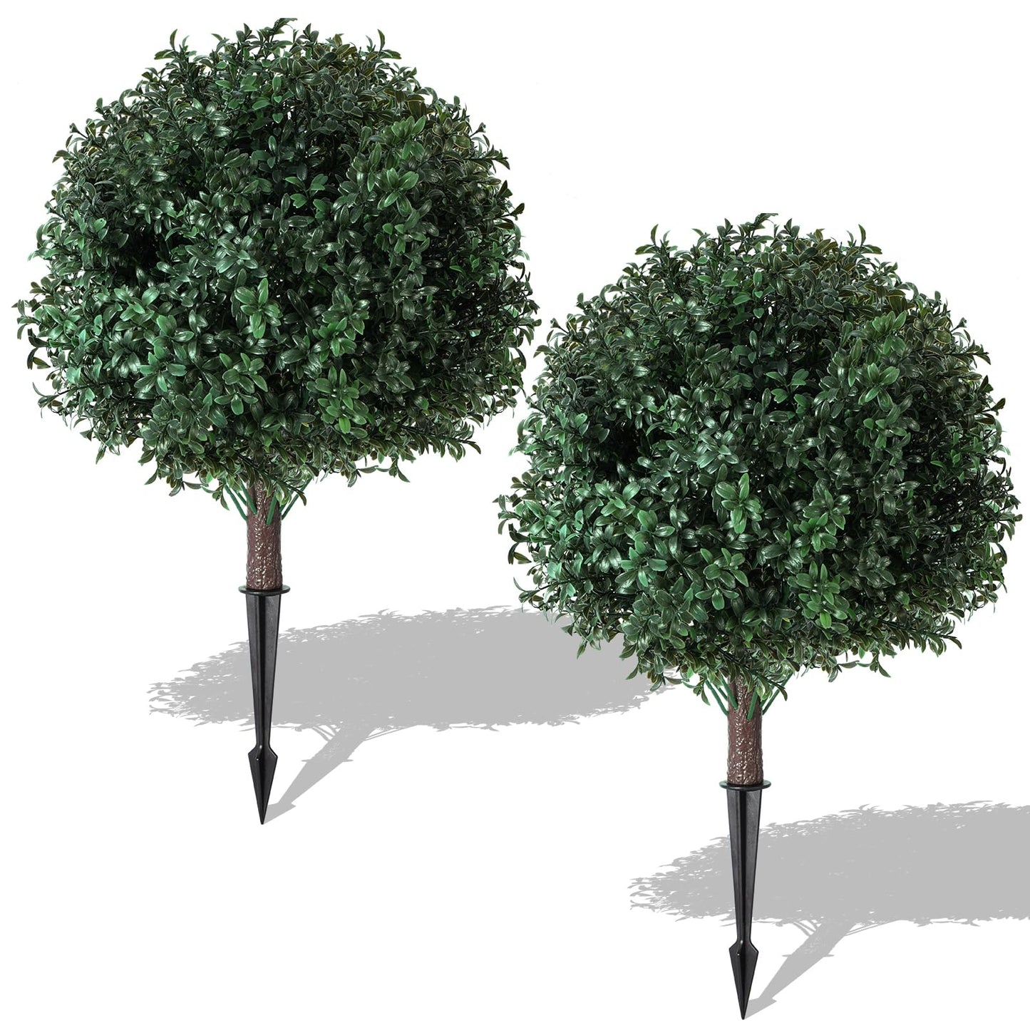 VivaPeak 2 Pack Artificial Boxwood Topiary Shrubs 16x24 Inch, UV Resistant Evergreen Faux Plants, Artificial Urn Fillers for Indoor Outdoor Porch Courtyard Garden Patio Flower Bed Decor