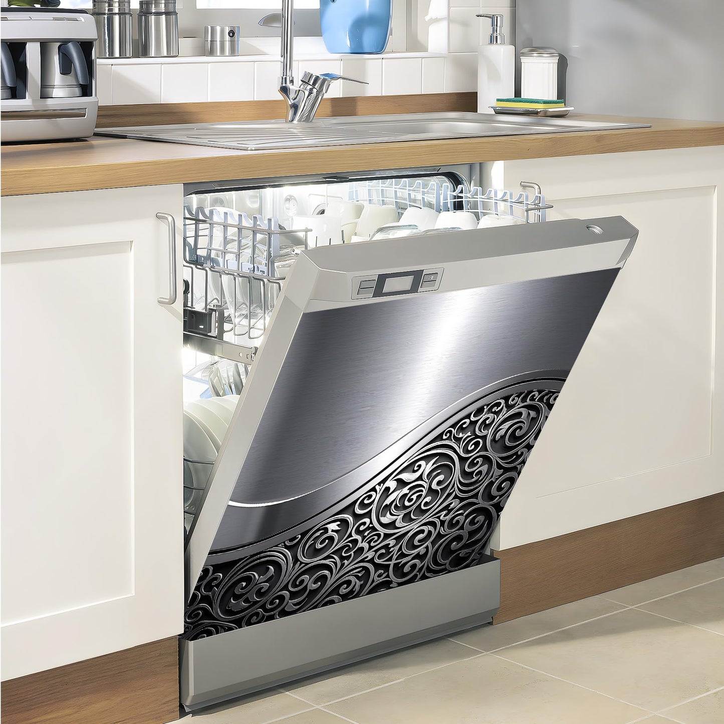 AOHMPT Dishwasher Magnet Sticker Cover Panel Decal Refrigerator Magnetic Sticker Decorative for Kitchen Decoration,Fridge Door Cover,Home Appliances Decor Stickers 23"x26"