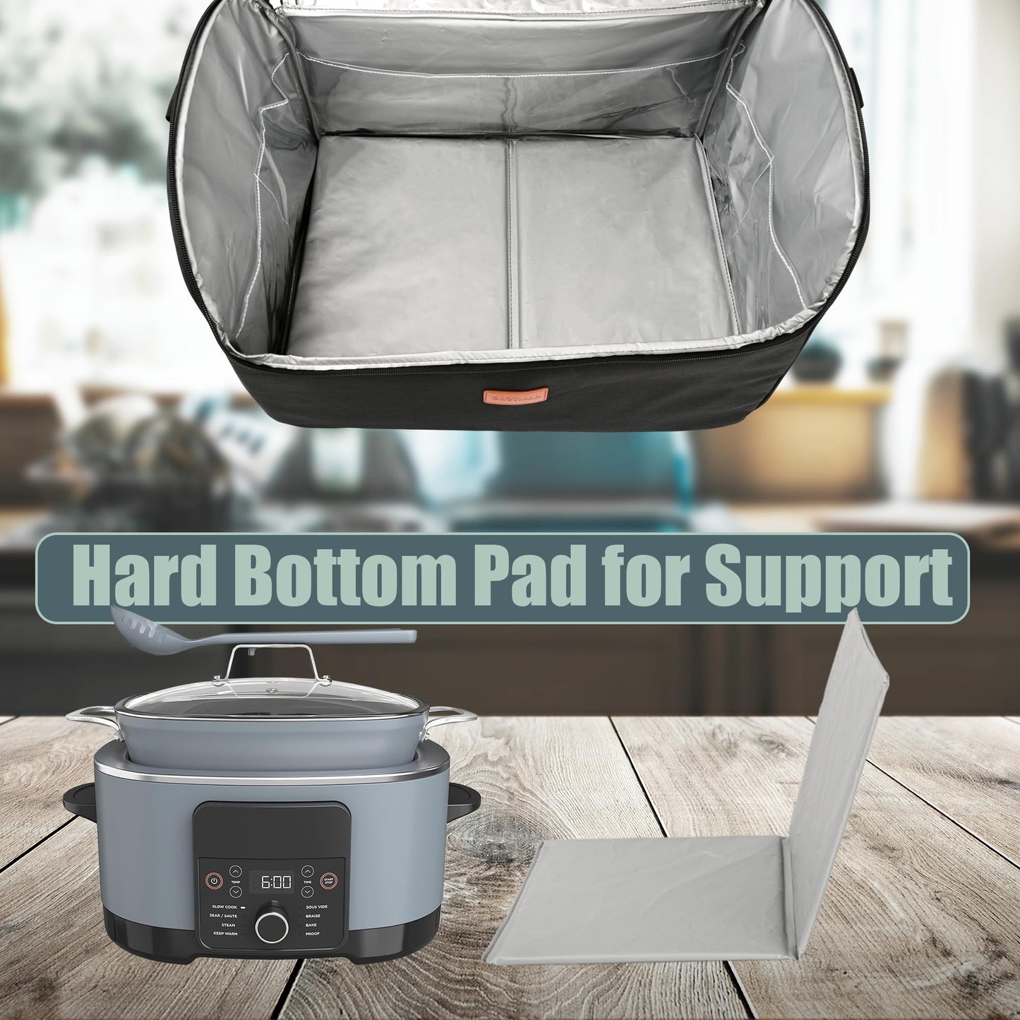 CROTIRAD Carrying Bag Fits Ninja Slow Cooker with Bottom Pad, Bag with Shoulder Strap Compatible with Ninja Foodi Possible Cooker Pro MC1001, MC1010, MC1000, Black