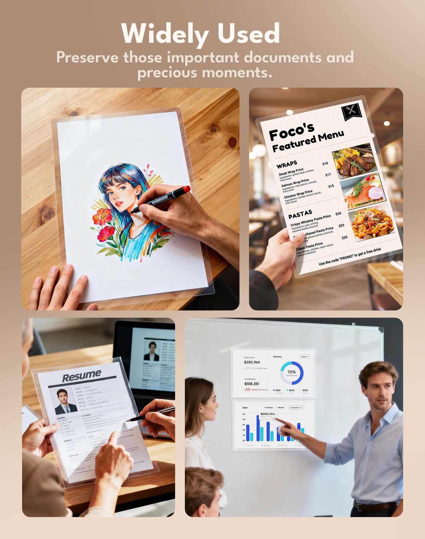 Uinkit 5mil Matte Laminating Pouches, 100Pack 11.5x17.5 Inches - Anti-Glare Premium Menu Protector, Industrial Grade for High-End Restaurants, Bars & Outdoor Use - Heavy Duty Laminator Required