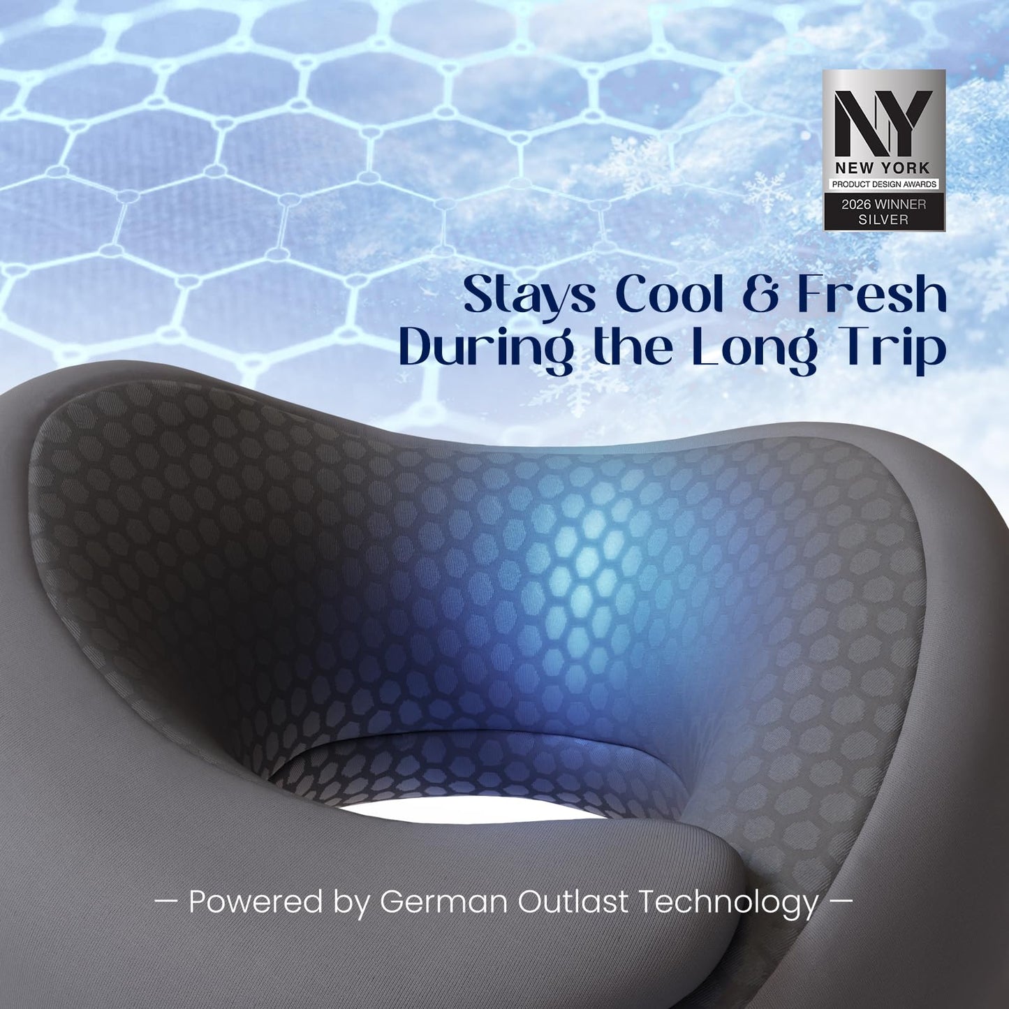 Dream Valley® Neck Travel Pillow, Memory Foam Travel Pillow for Airplane, Portable Roll-Up Neck Pillow with Cooling Inner Fabric, 360° Ergonomic Support, No Head Bobbing, Charcoal Gray