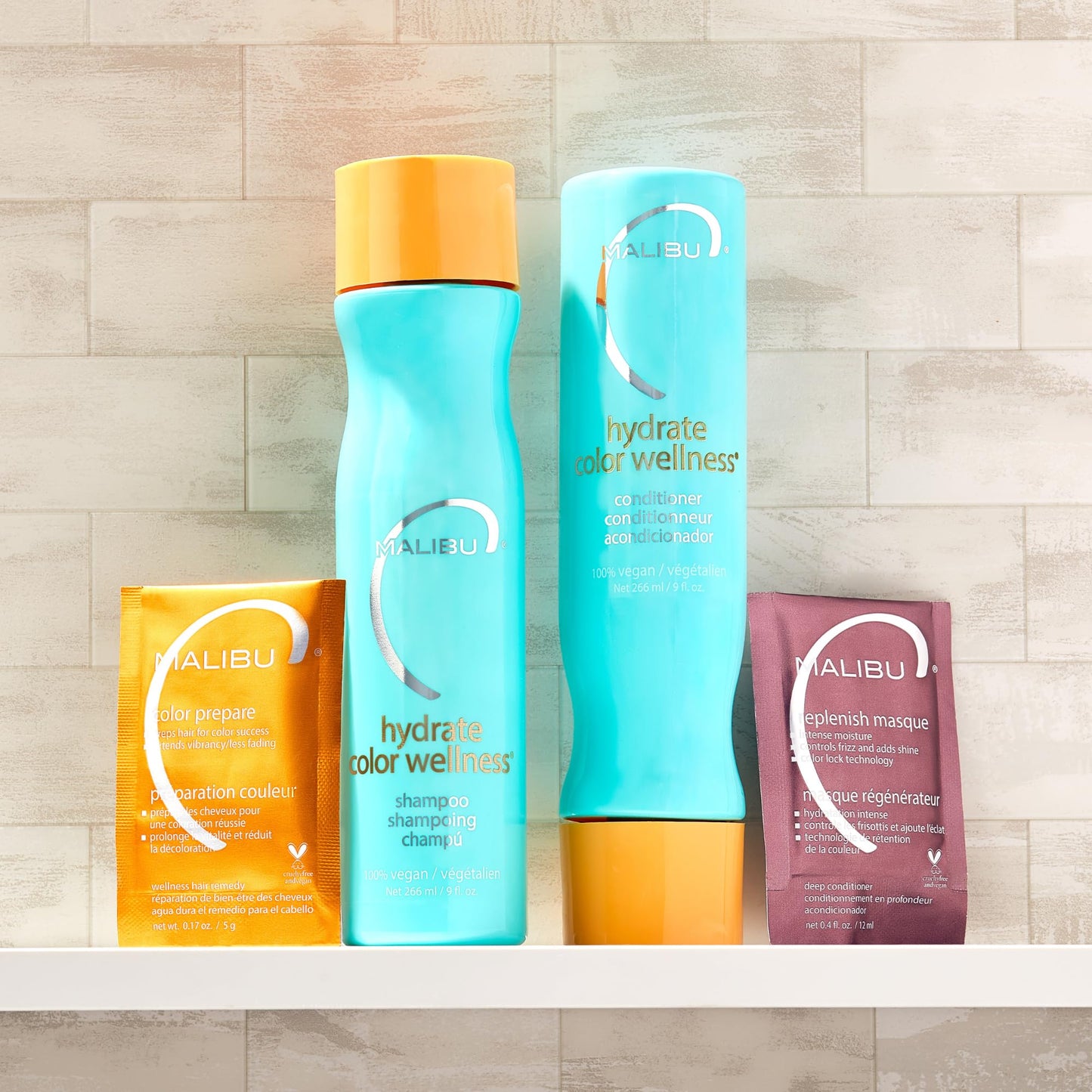 Malibu C Hydrate Color Wellness Collection - Moisturizing Color Safe Shampoo & Hydrating Hair Remedy - Formulated to Preserve + Protect Hair Color