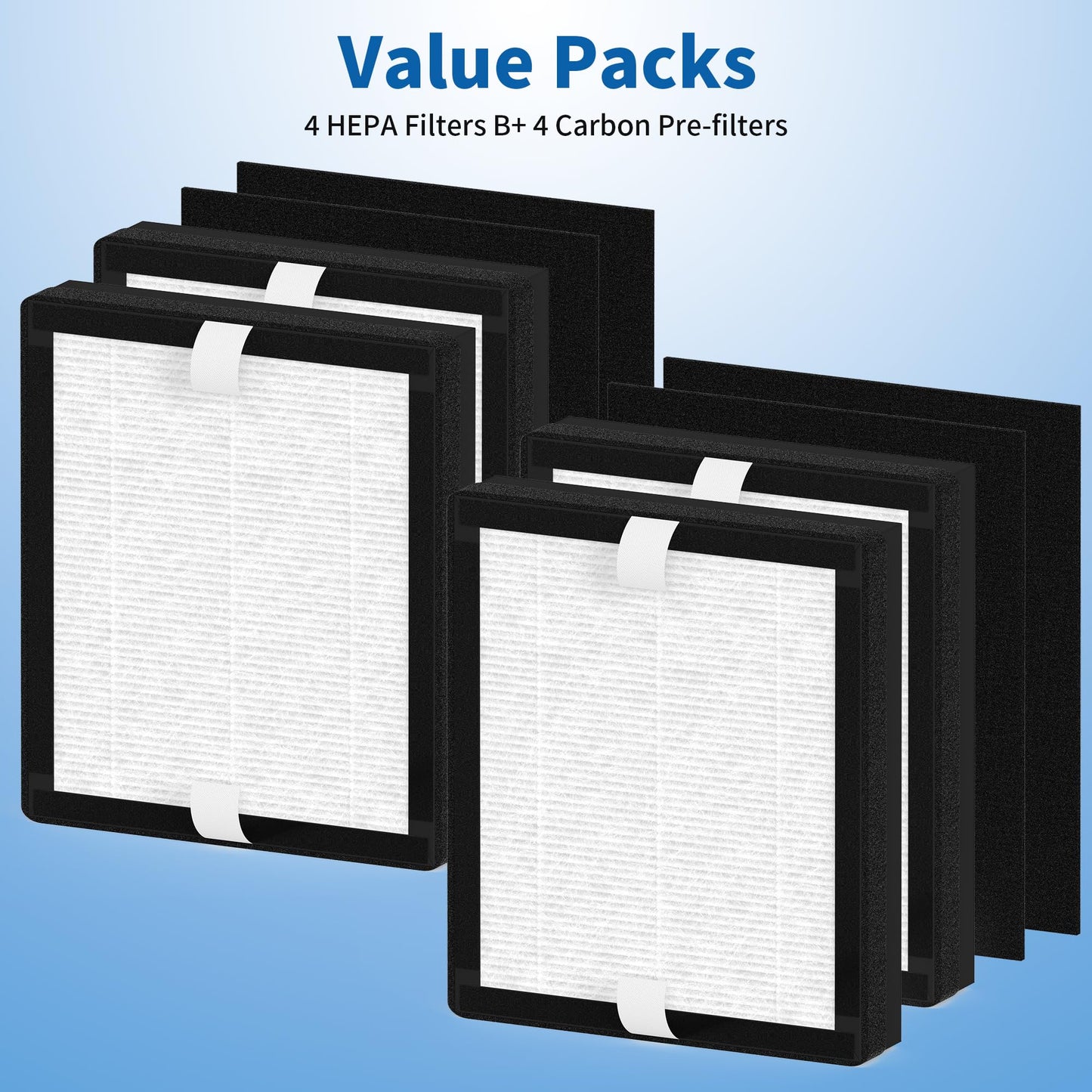 4 Packs IAF-H-100B Replacement Filter B Compatible with Idylis AC-2125, AC-2126, IAP-10-125, IAPC-40-140, IAP-10-150, IAP-10-050 Air Cleaner Purifiers with 4 Activated Carbon Pre-Filter