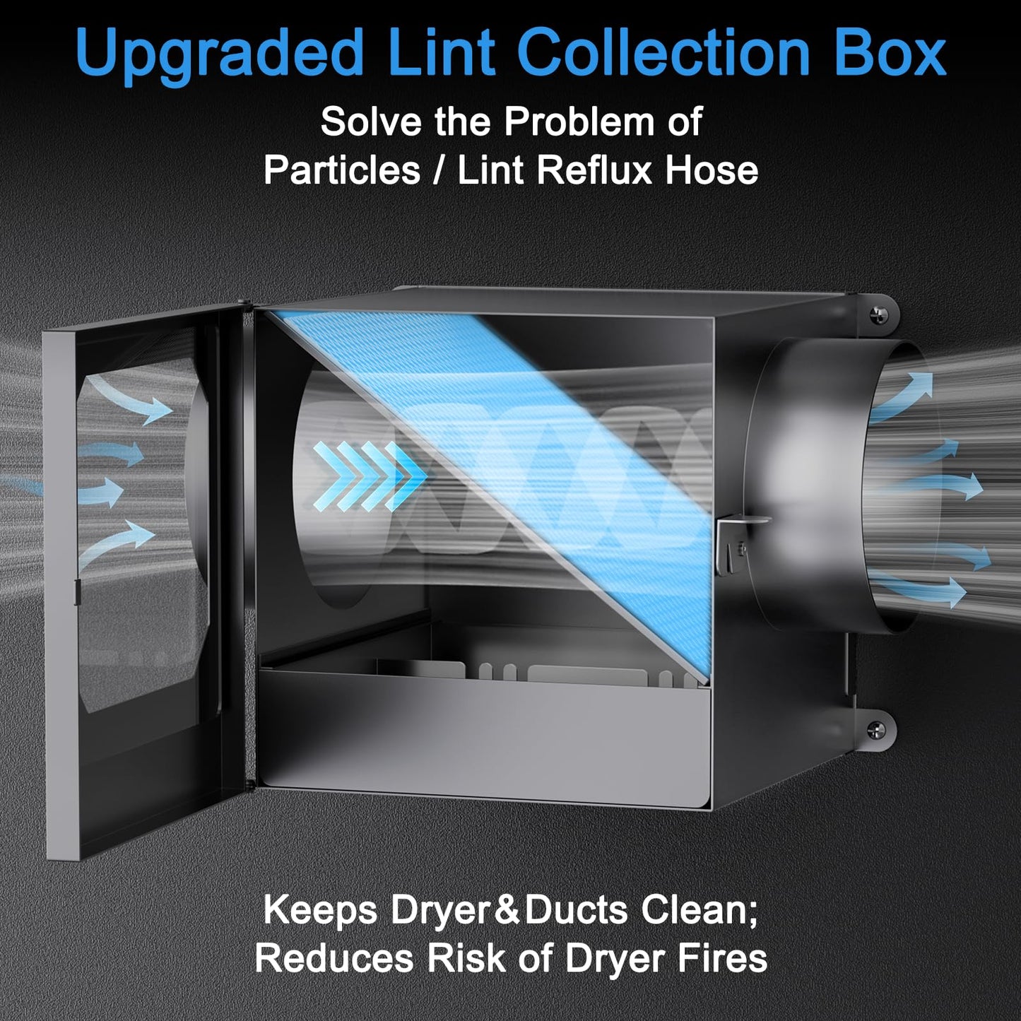 HOOMESUN Upgrade Indoor Dryer Duct Lint Trap Kit, Dryer Lint Catcher with Stainless Steel Mesh & 4in - 8FT Dryer Vent Hose, Water Drawer, Secondary Lint Trap for Gas or Electric Clothes Dryers