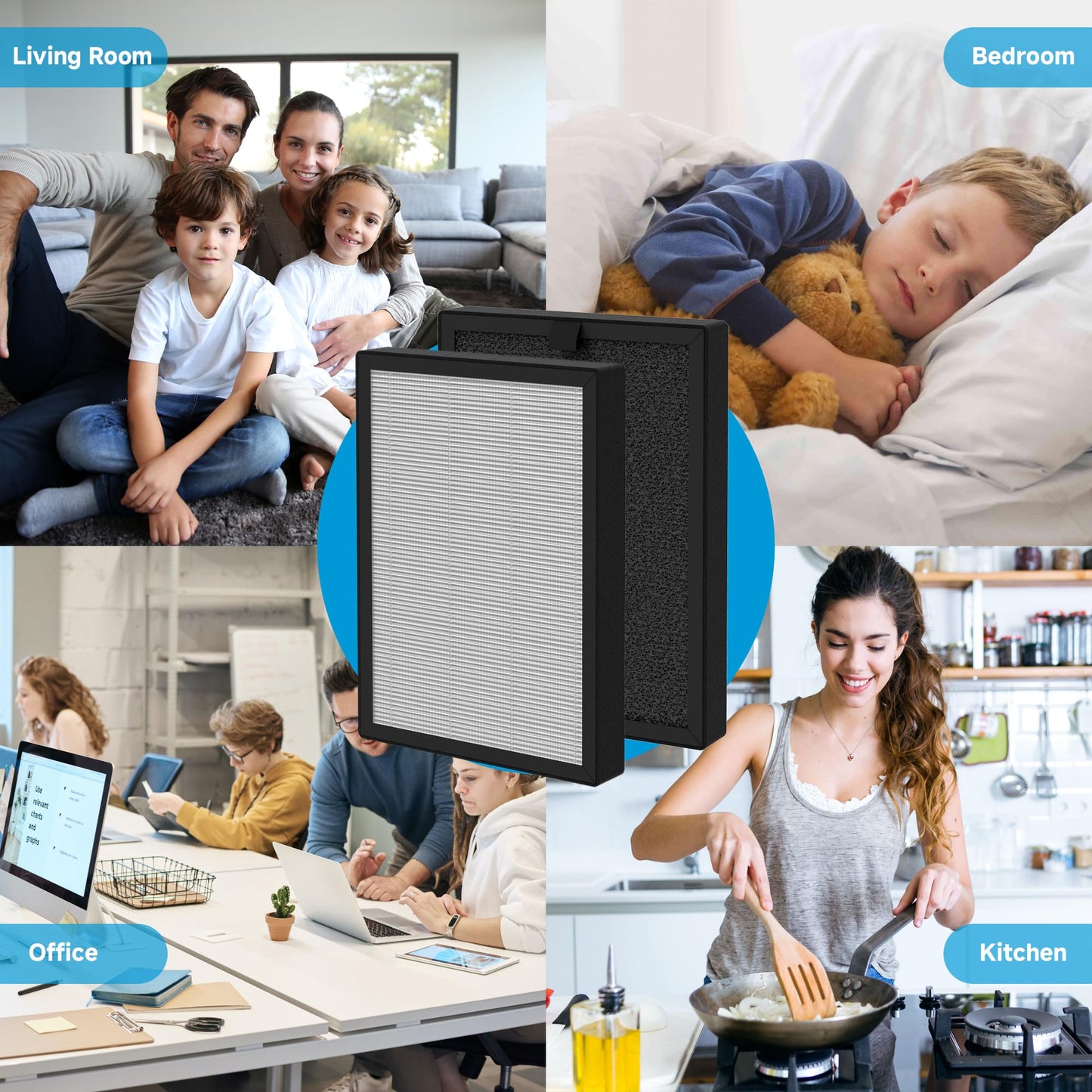 FCFMY KF250 H13 True HEPA Replacement Filter Compatible with Kenmore 1200e Series PM2010 Air Cleaner Purifier, Part # KF250, 2 Sets (4pcs)