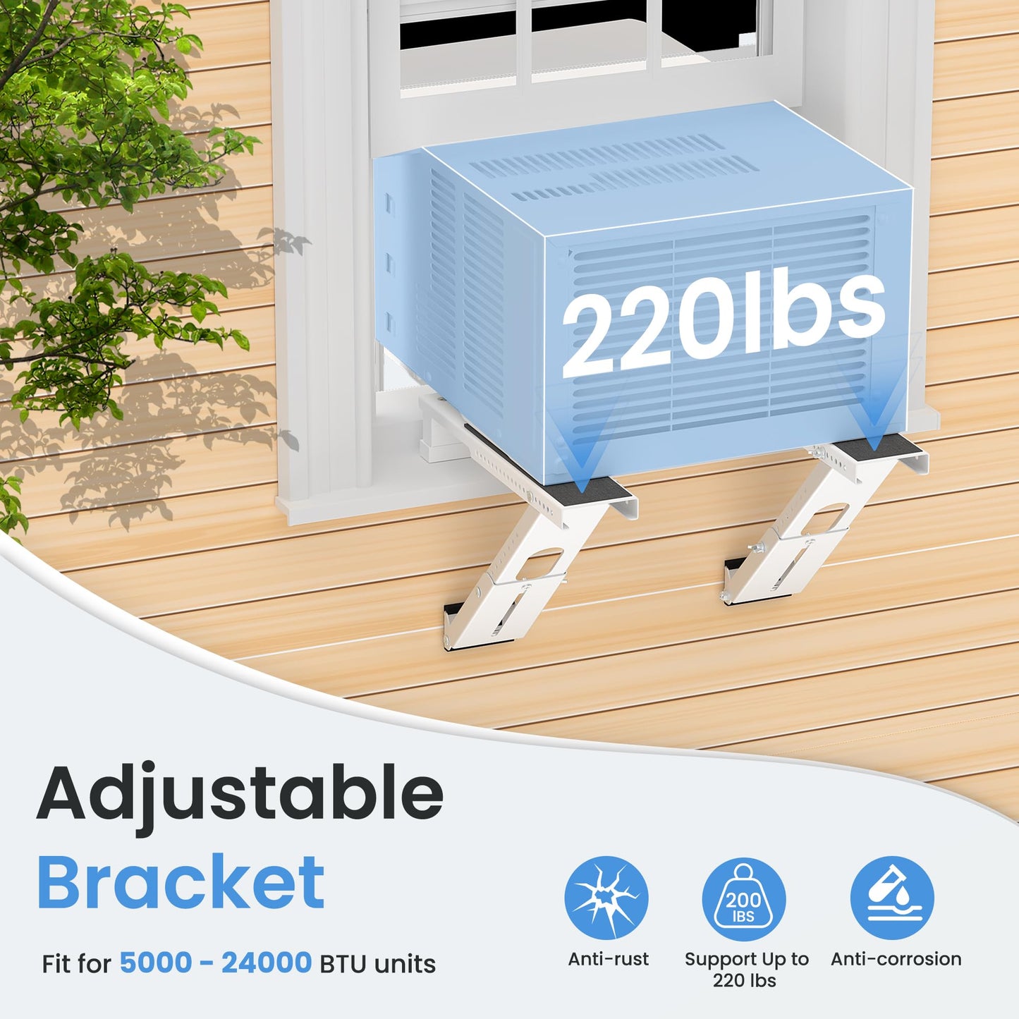 Window Air Conditioner Support Bracket Heavy Duty Window AC Mount (Up to 220 lbs)