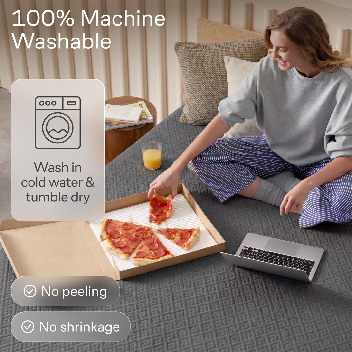 100% Waterproof King Mattress Protector - 360 Pad Protection Against Spills, Stains & Accidents for Parents & Pet Owners - Noiseless & Cooling Viscose Made from Bamboo (Gray)
