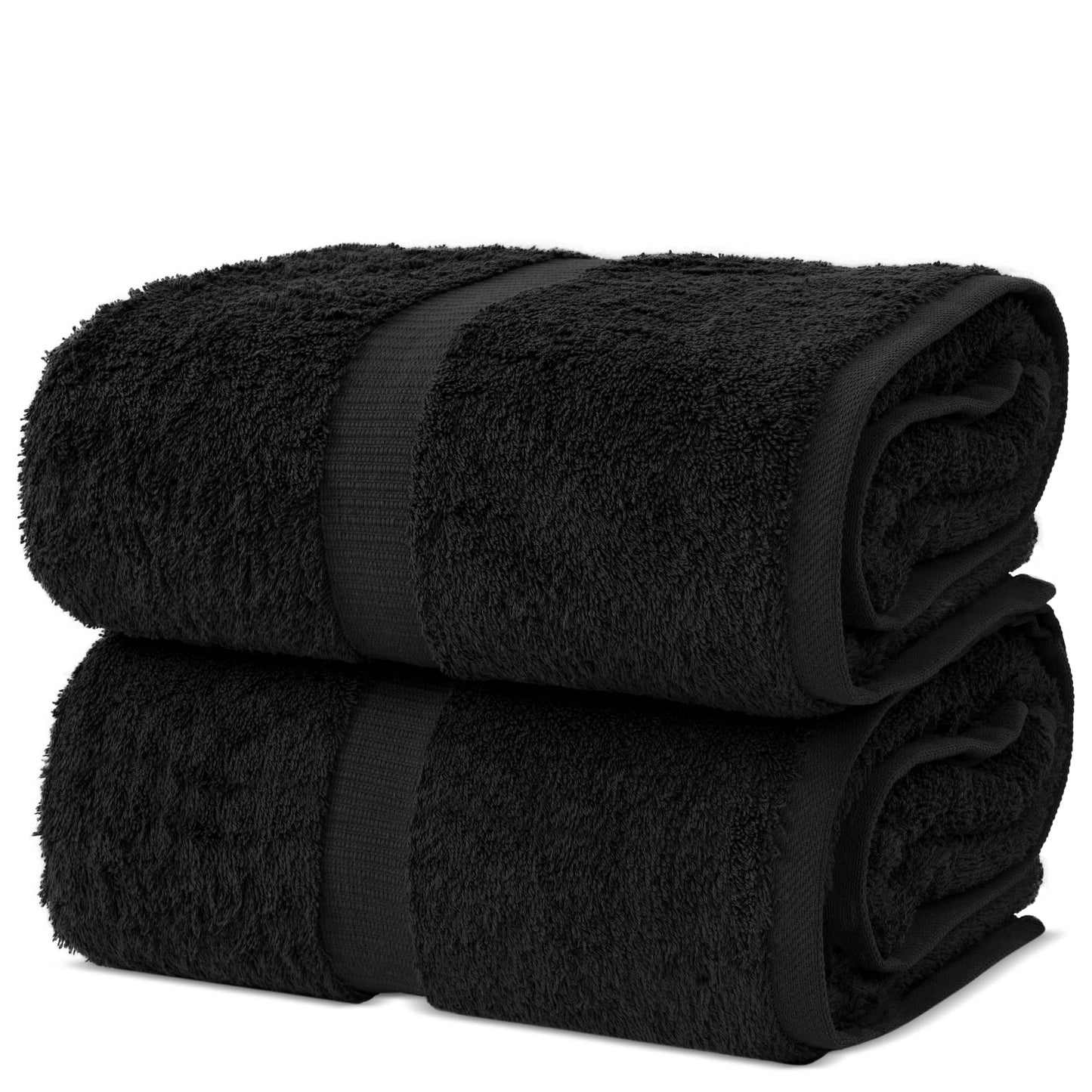 Chakir Turkish Linens 4 Piece Bath Towel Set, 100% Cotton Luxury Turkish Towels for Bathroom, Soft Absorbent Bath Towels, 27 x 54 Inches, Black