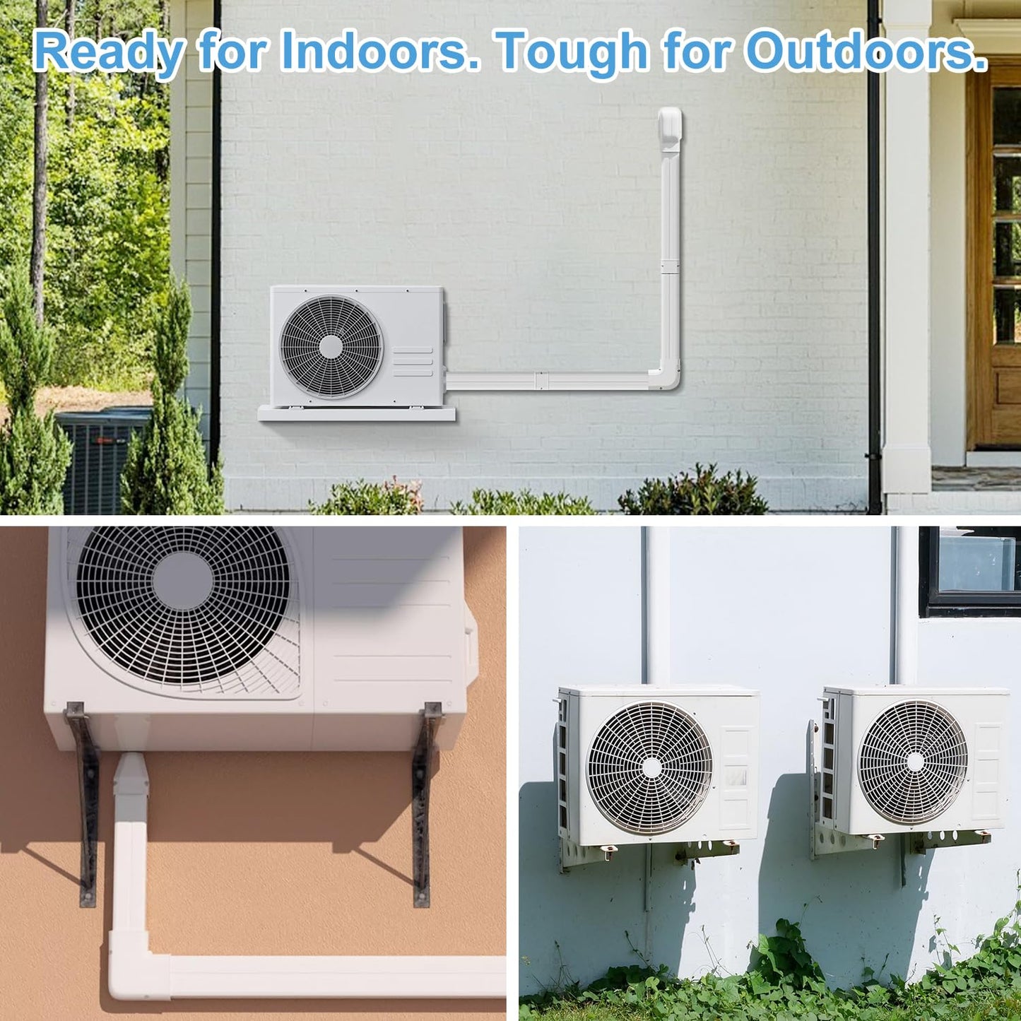 Mini Split Line Set Cover: 3 Inch 10Ft DIY Decorative Outdoor PVC Tubing Cover Kit for Mini Split, Air Conditioner, Central AC and Heat Pumps