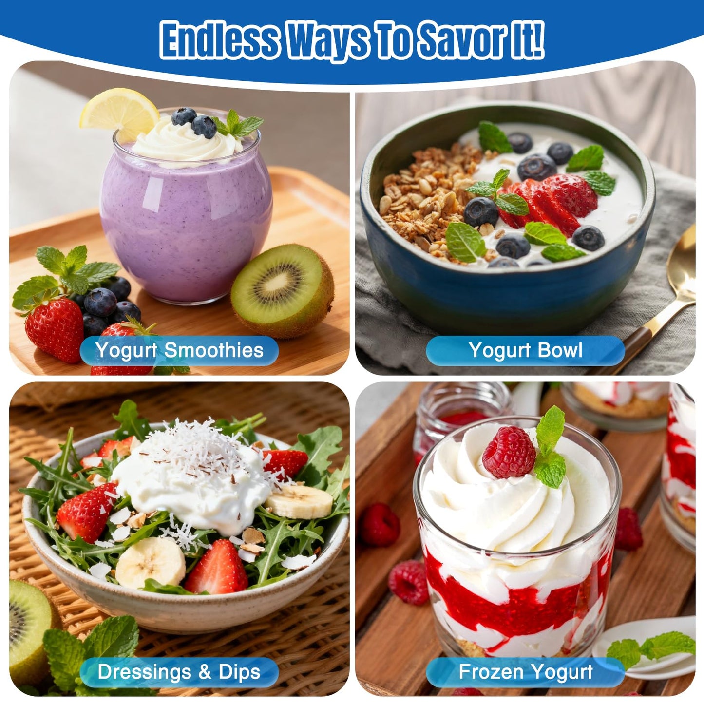 Yogurt Maker with 8 Glass Jars, Yogurt Maker Machine with Adjustable 1-48H Time & Temp Control, Make Healthy Yogurt with Full Probiotics