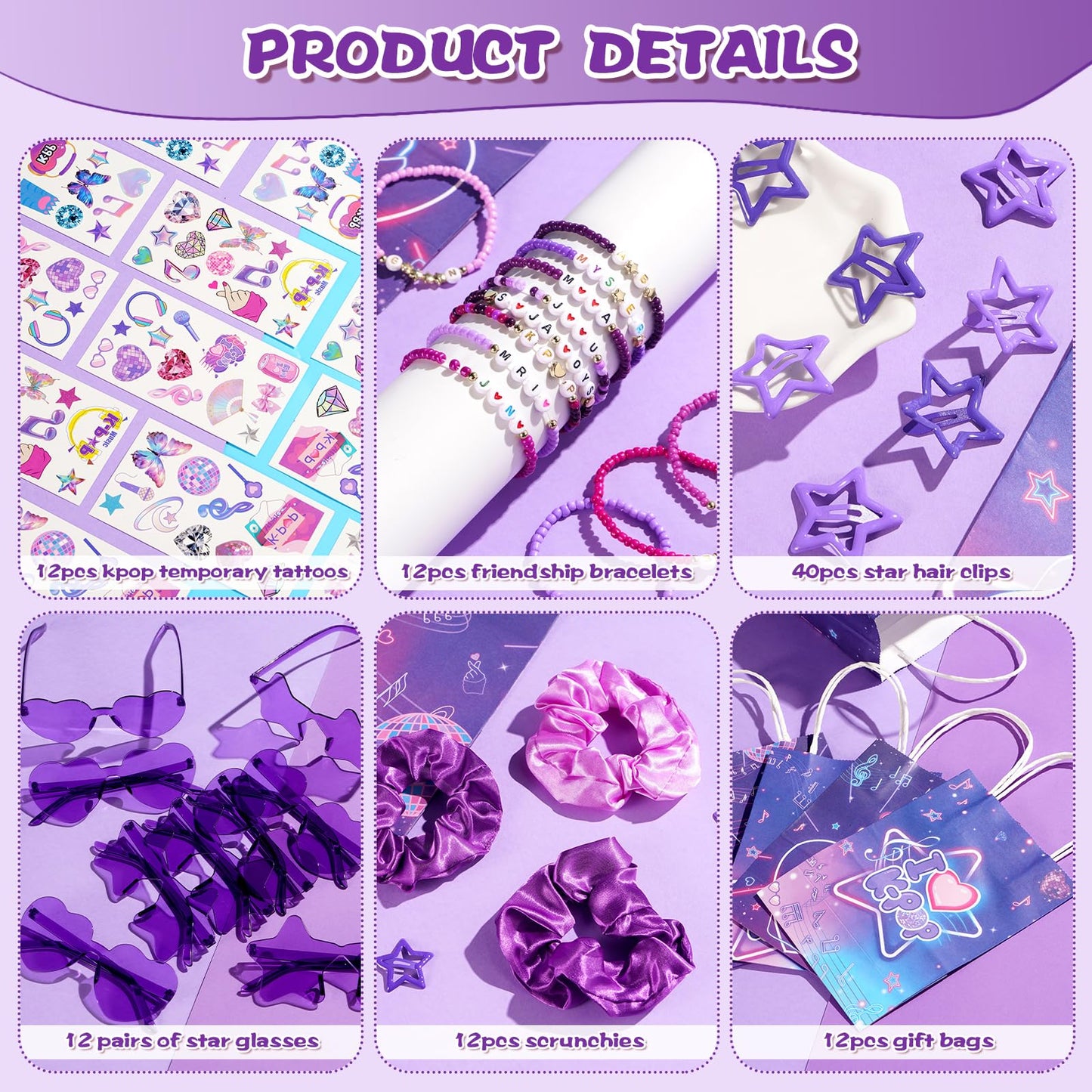 Vanblue 100 Pcs Kpop Party favors Popular Singer Party Friendship Gifts Set Birthday Decorations Supplies, Star Sunglasses Goodie Bag Stuffers Gift for Girl Women 80s Y2K Kpop Disco Fans