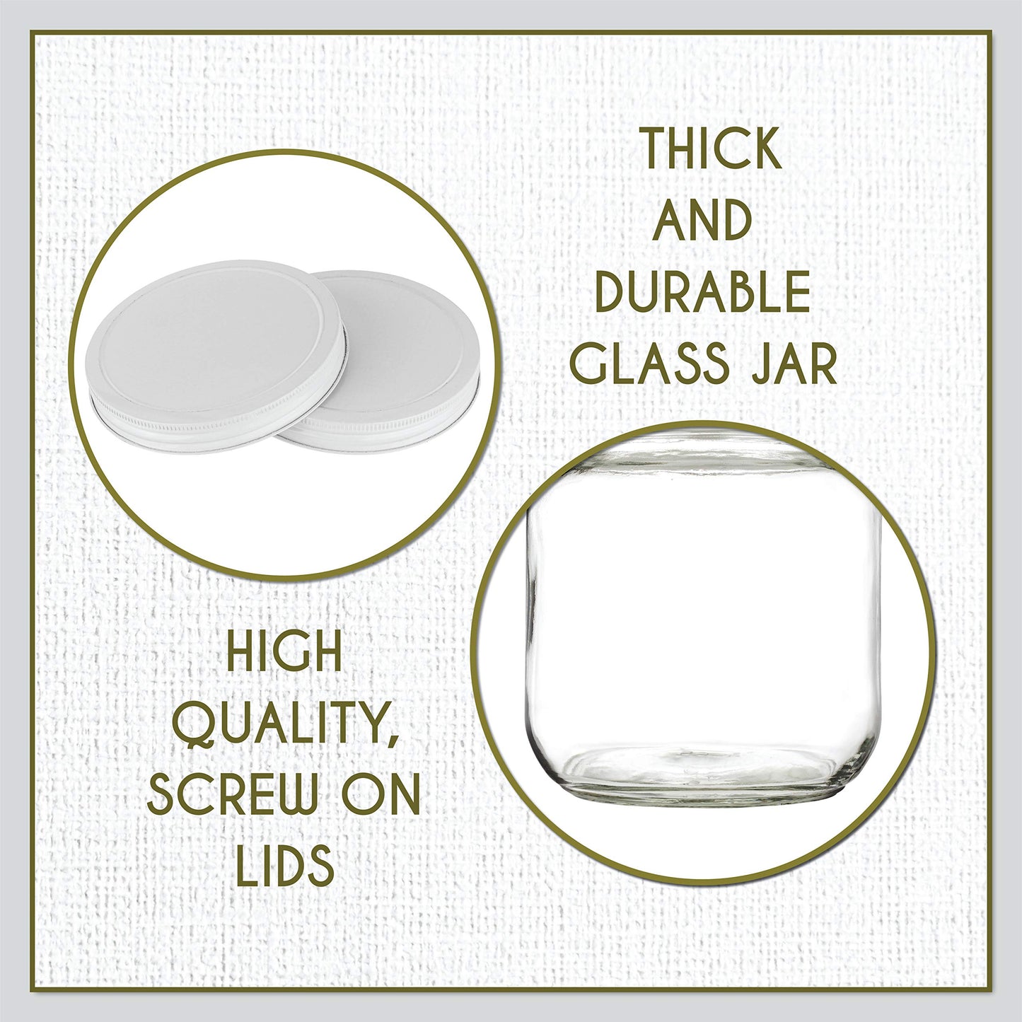 64 oz Mason Jars Wide Mouth - 1/2 Gallon Glass Jar with Lid - Large Mason Jar for Canning, Brewing, Pickling, Storage - Big Mason Jar Made in USA (2 Pack)