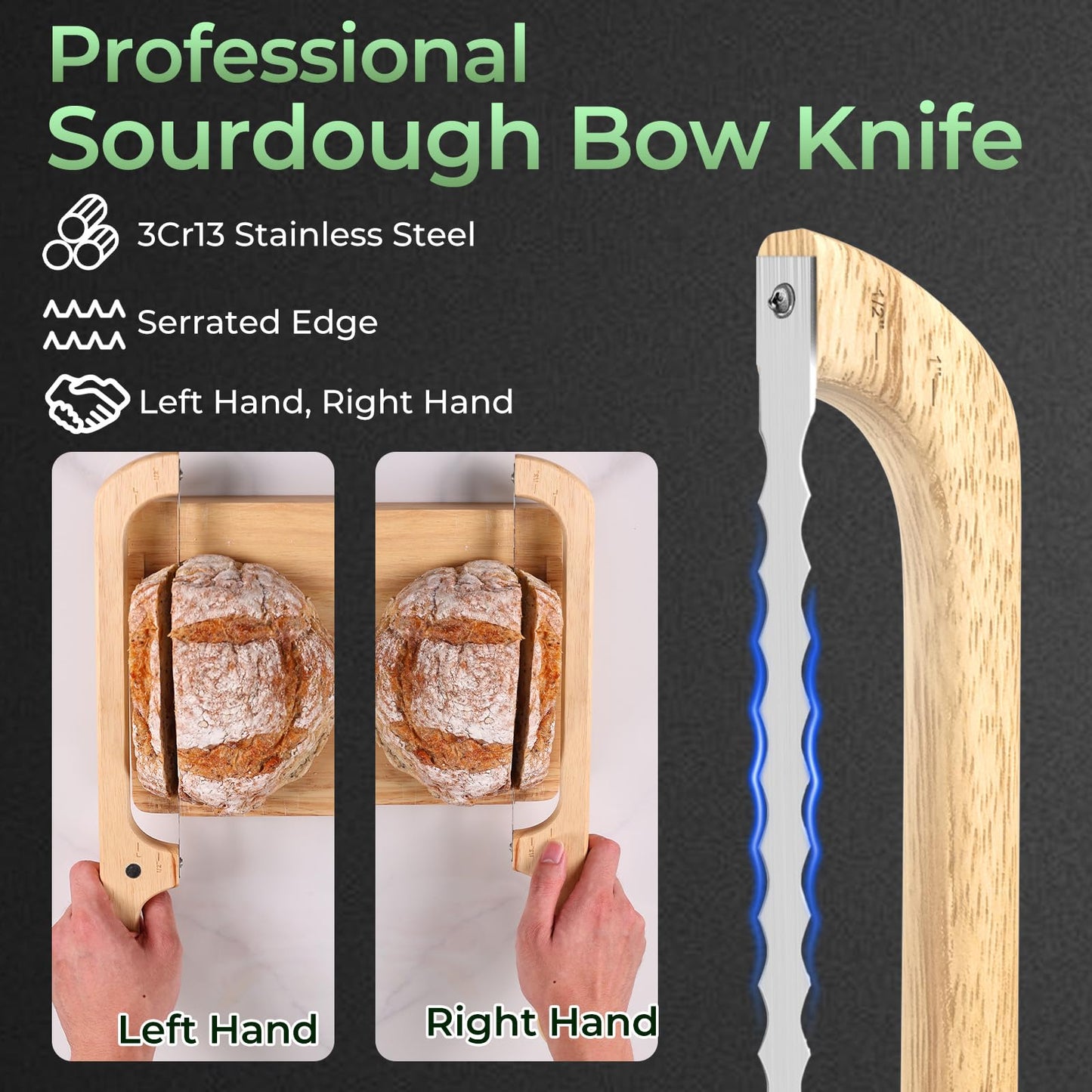 Upgrade Bread Bow Knife and Board Set,Sourdough Bread Slicer and Bread Cutting Board with Magnetic Storage,Space-saving,Right & Left Handed,Perfect for Bagels,Homemade,Ideal Baking Gifts for Woman