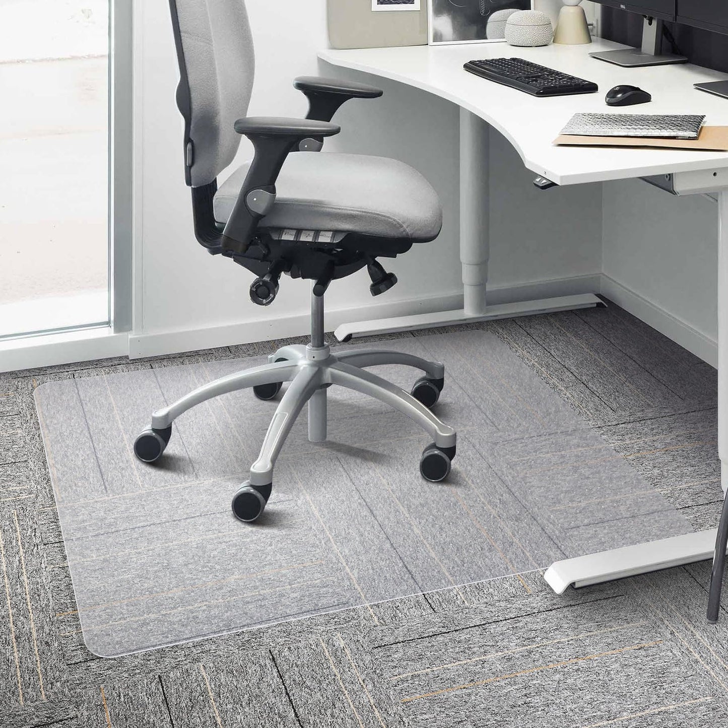 Clear Chair Mat for Carpet, QQpony 36" x 48" Office Chair Mat for Carpeted Floors, Heavy Duty Vinyl Floor Mat with Grips, Carpeted Floor Protector Rolling Computer Desk Mat for Home Office (Clear)