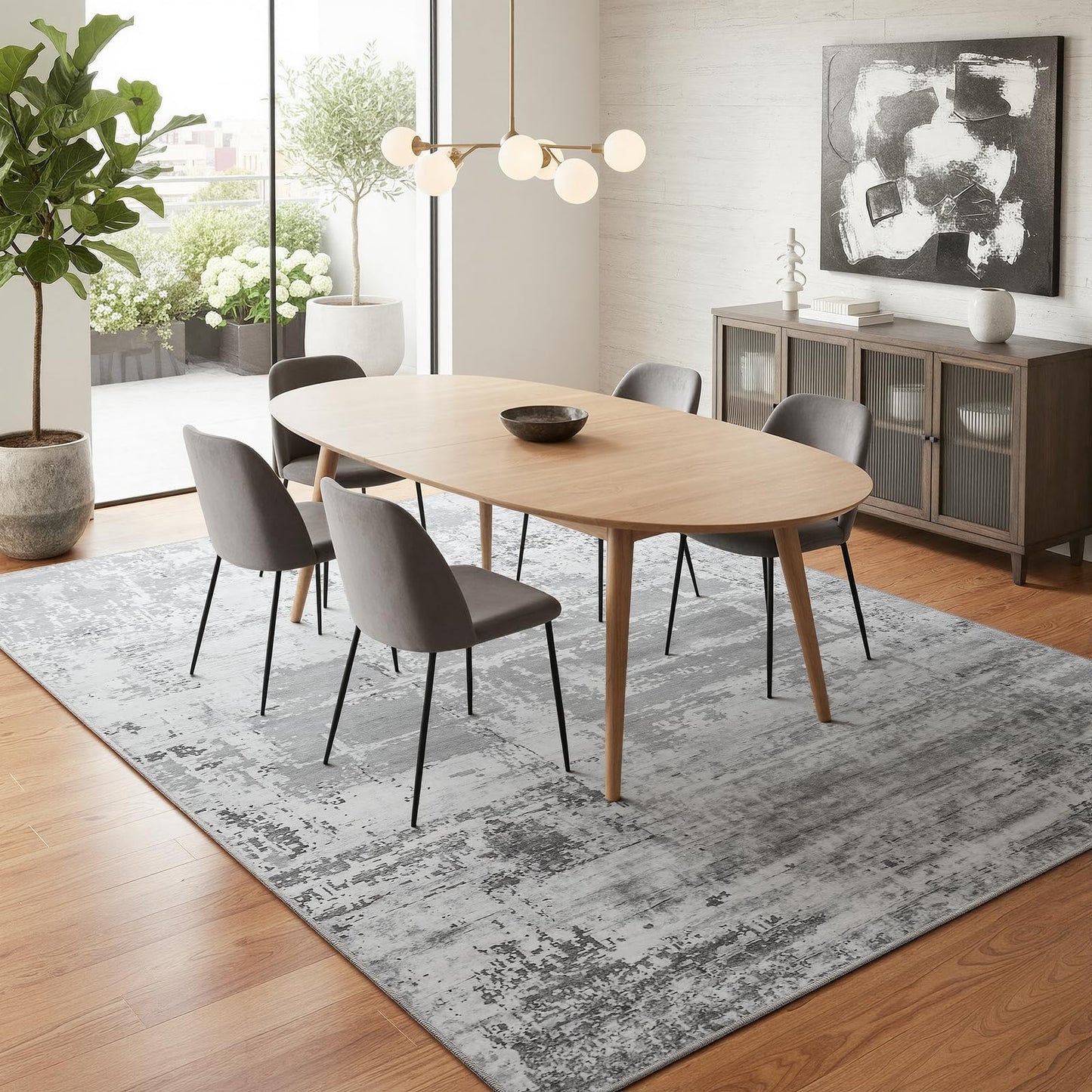 HOMORE Living Room Rug 6x9 Large Rug Grey Area Rugs Non Slip Washable Rugs for Bedroom Dining Room Abstract Carpet for Farmhouse Kids Playroom Classroom
